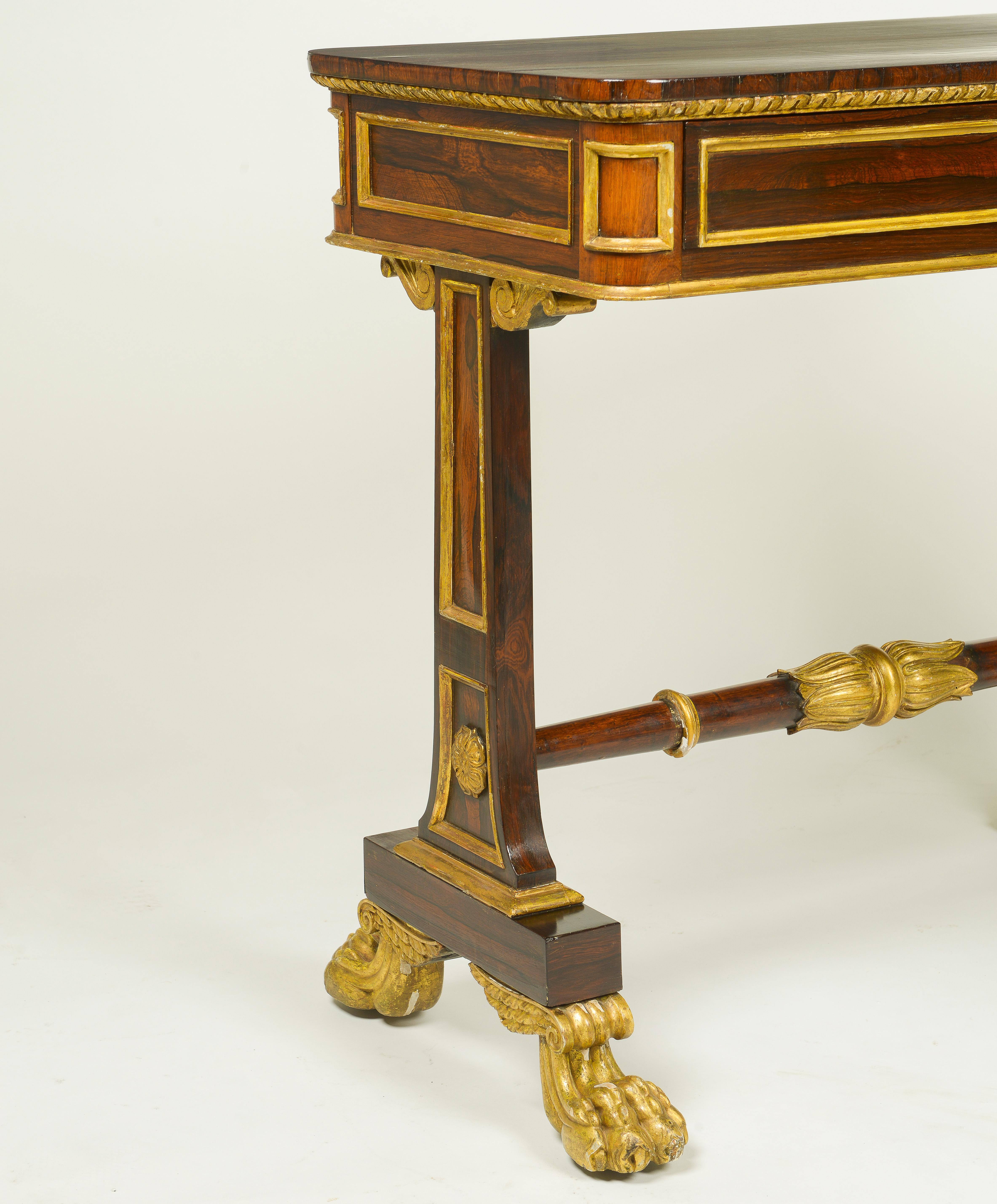 Regency Rosewood and Ormolu-Mounted Library Table For Sale 1