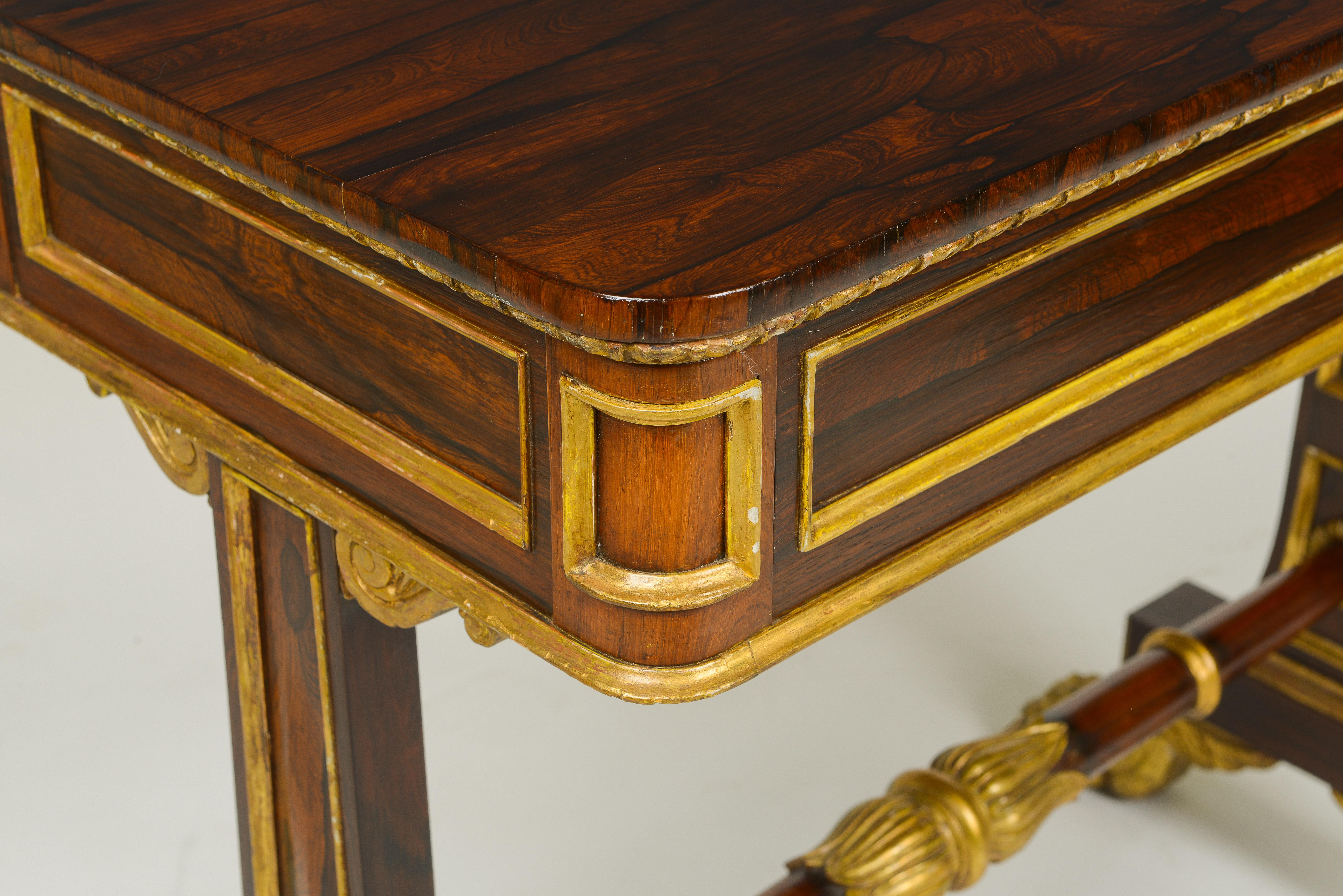 Regency Rosewood and Ormolu-Mounted Library Table For Sale 3