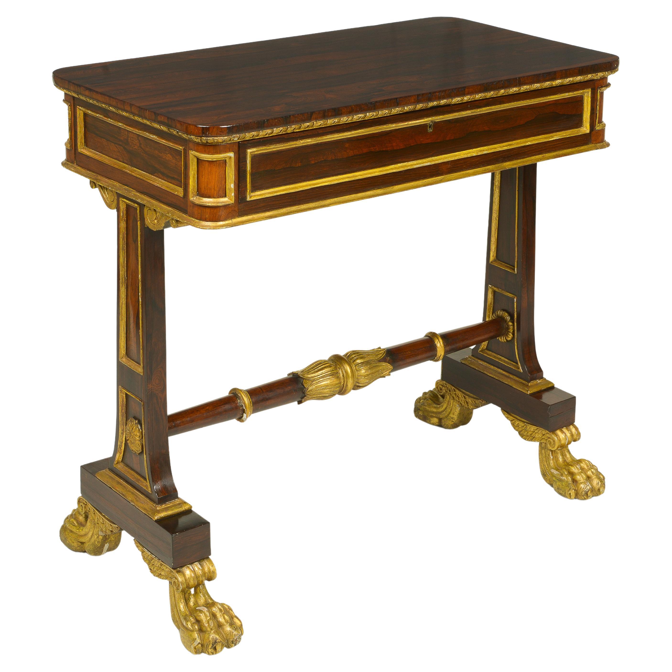 Table de bibliothèque Regency en palissandre et bronze doré