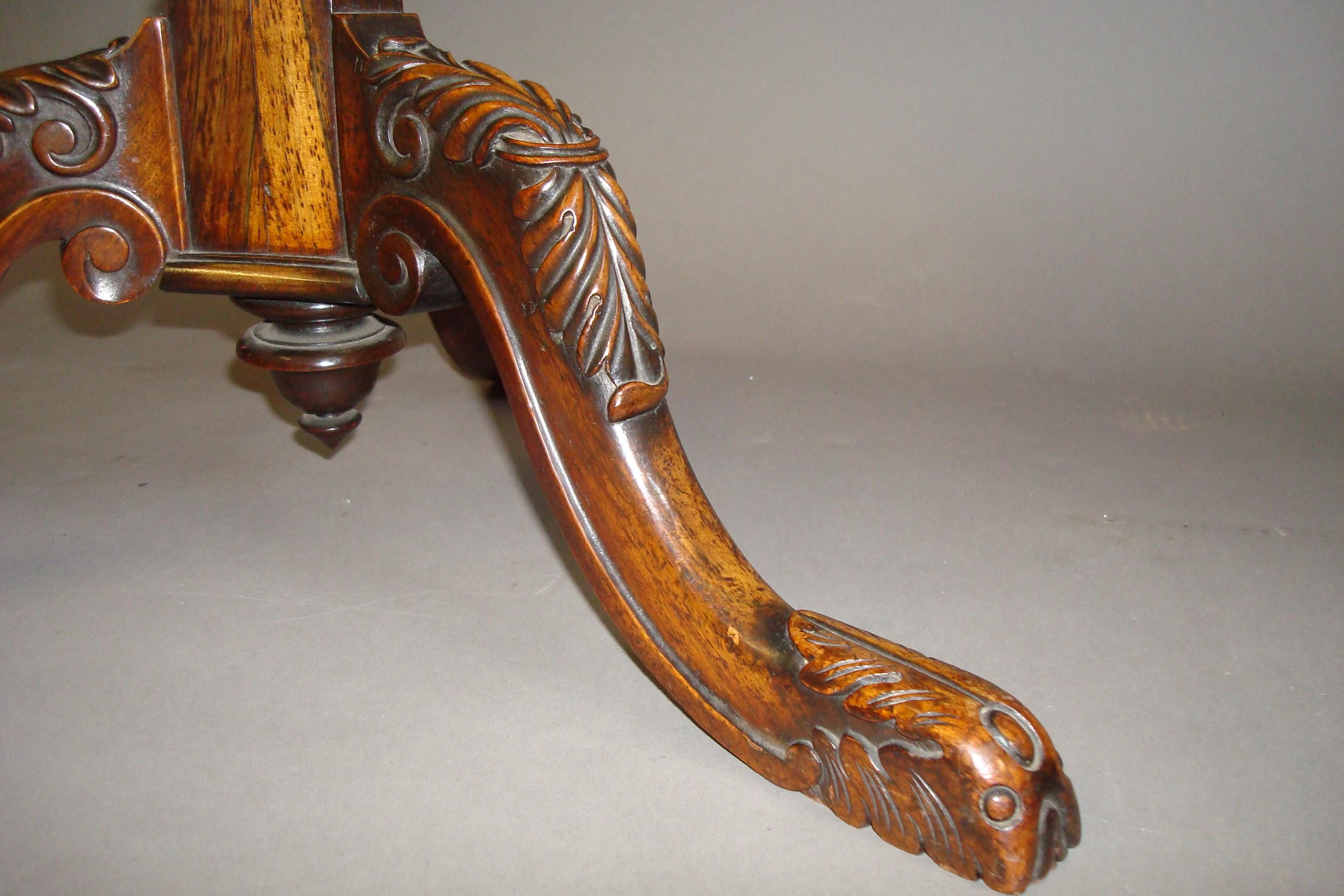 English Regency Rosewood and Papier Mâché Tripod Table For Sale