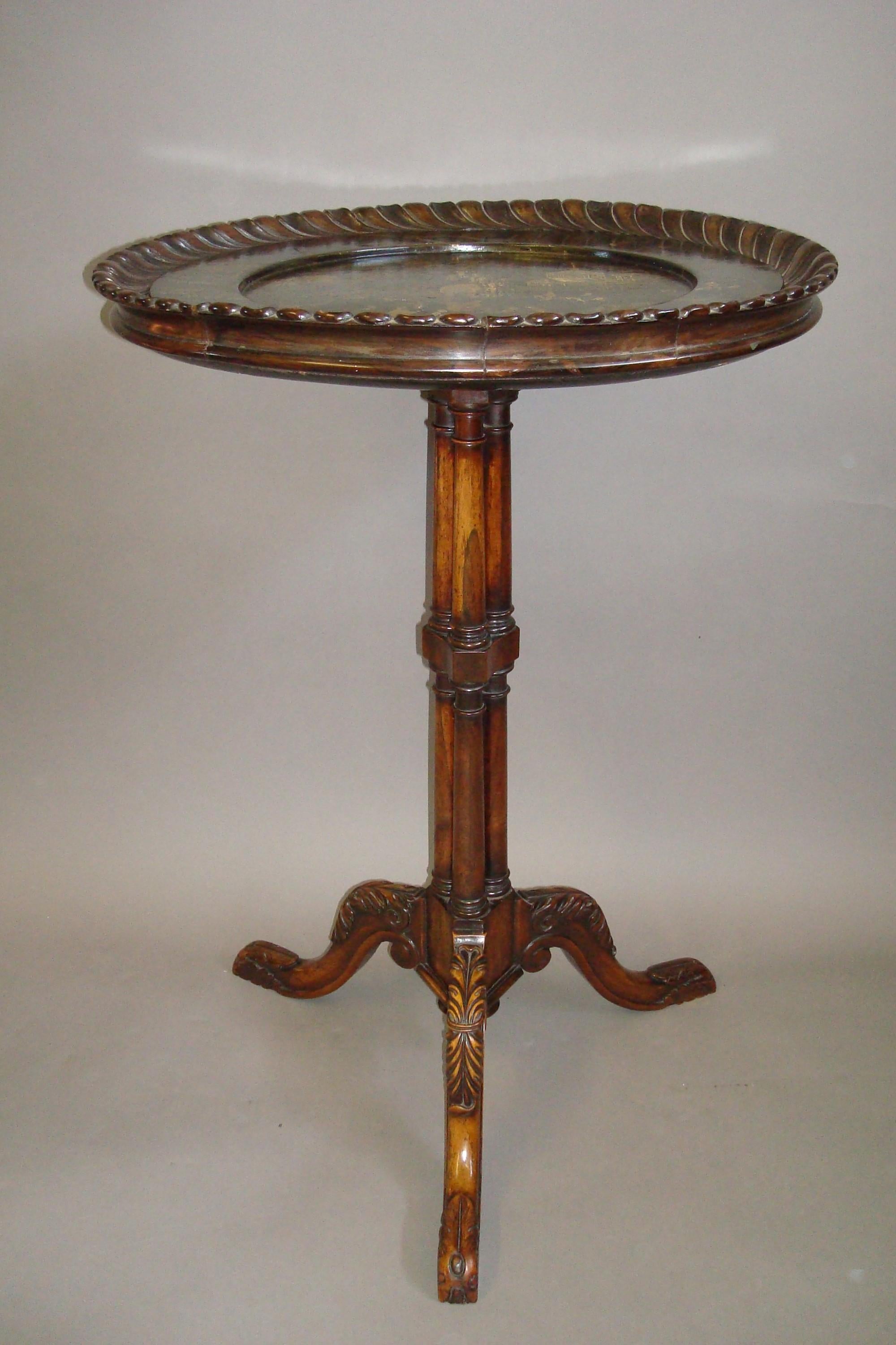 Polished Regency Rosewood and Papier Mâché Tripod Table For Sale