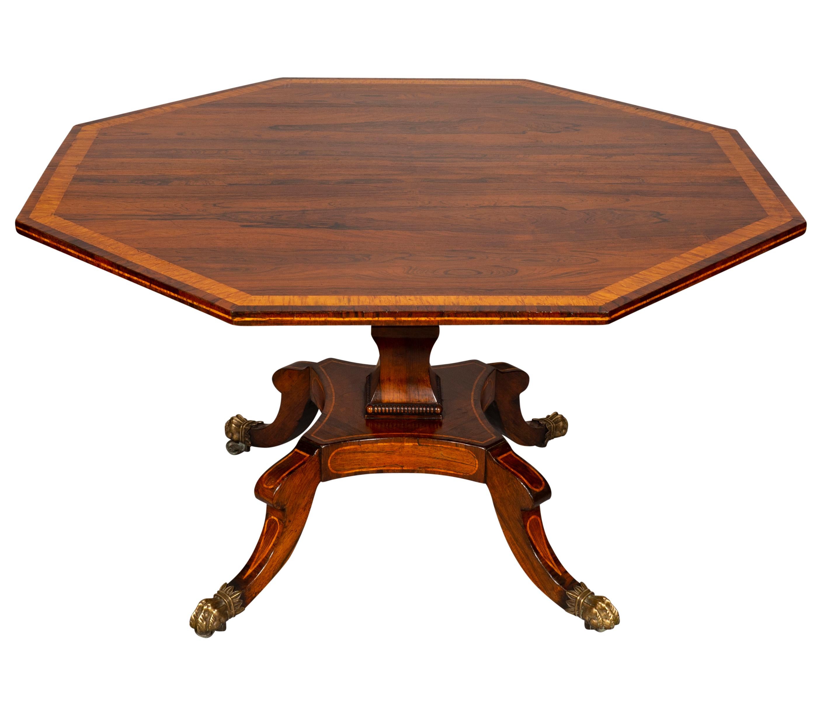English Regency Rosewood And Satinwood Banded Center Table