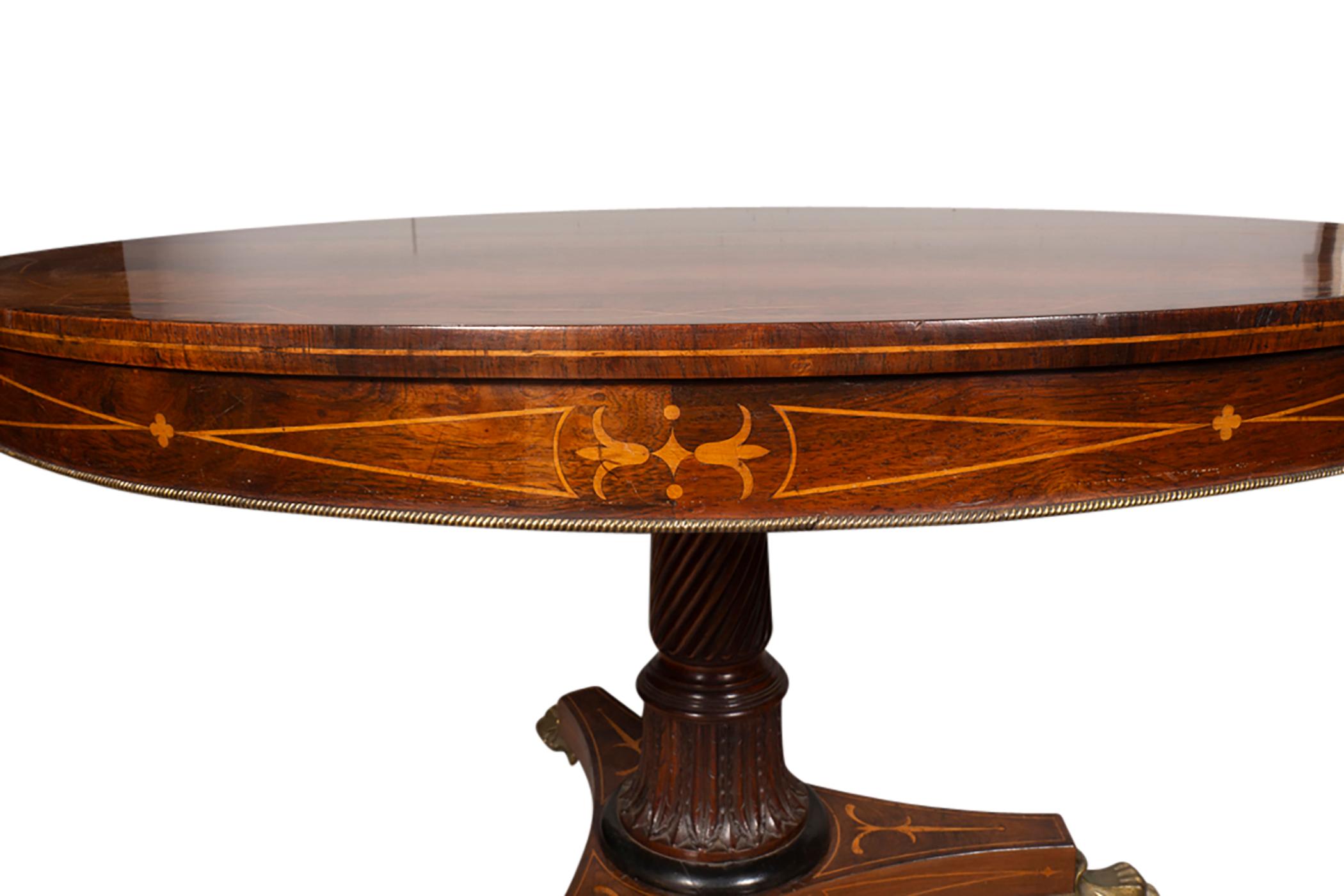Regency Rosewood and Satinwood Center Table For Sale 4