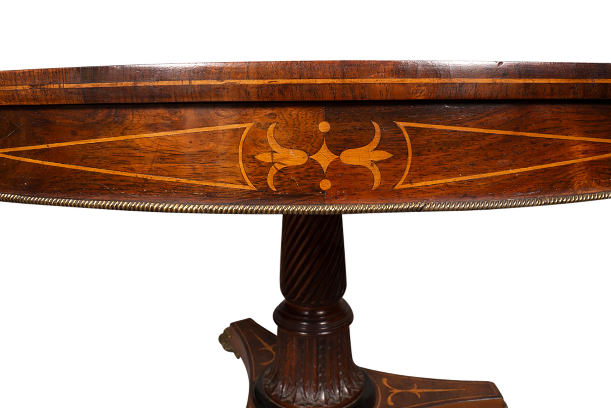 Regency Rosewood and Satinwood Center Table For Sale 6