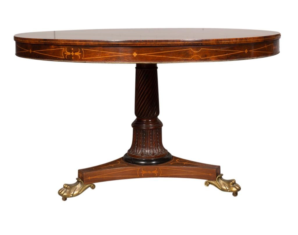 English Regency Rosewood and Satinwood Center Table For Sale