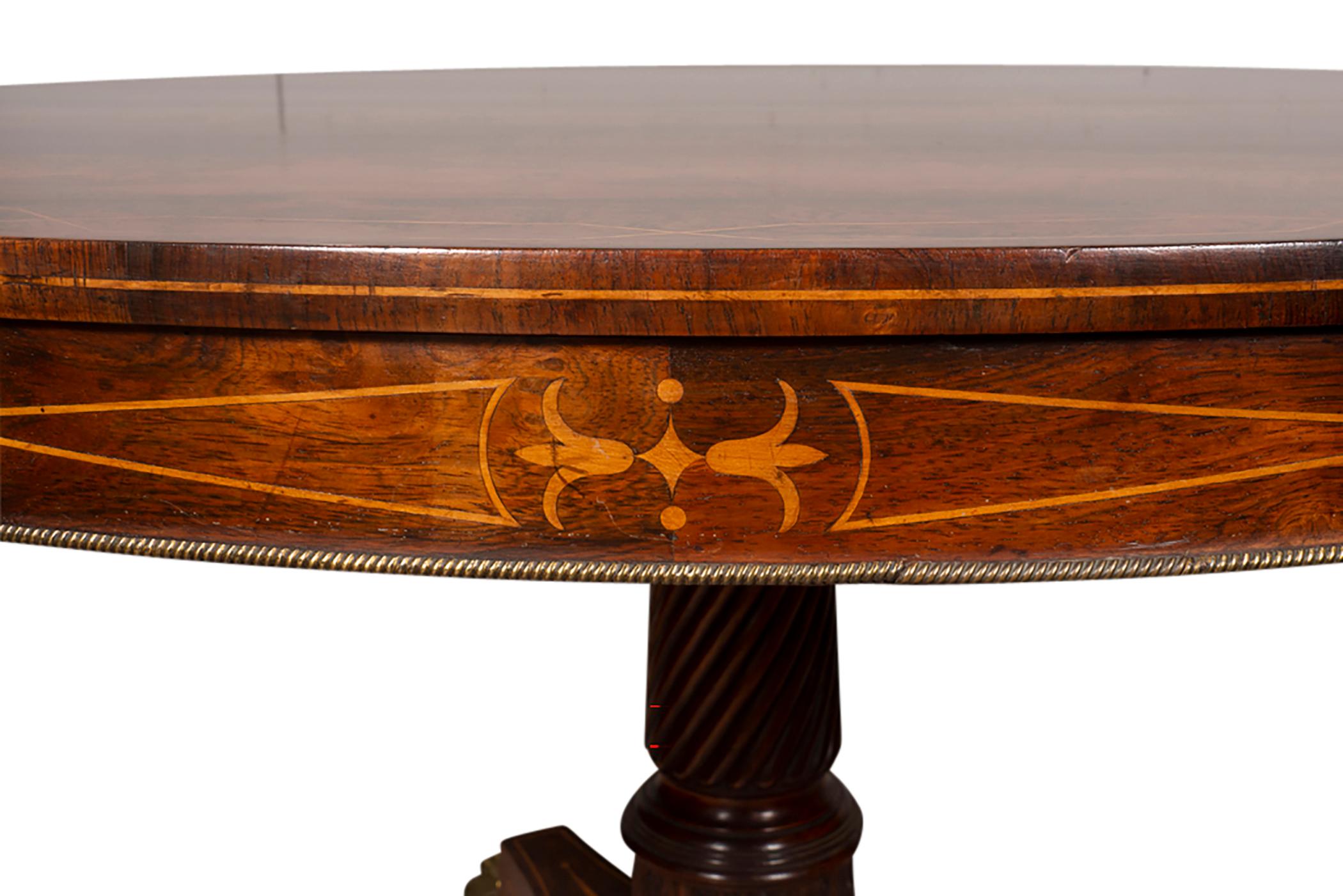Regency Rosewood and Satinwood Center Table For Sale 3