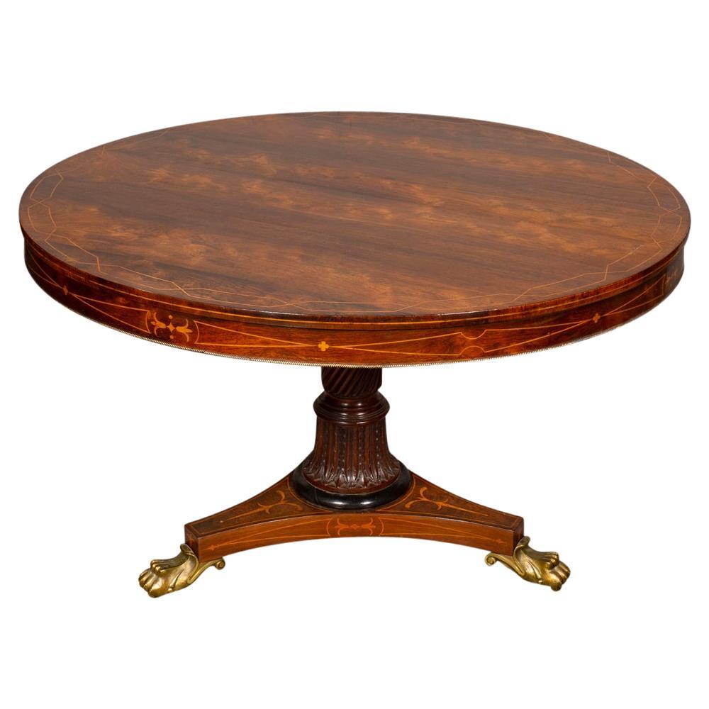 Regency Rosewood and Satinwood Center Table For Sale