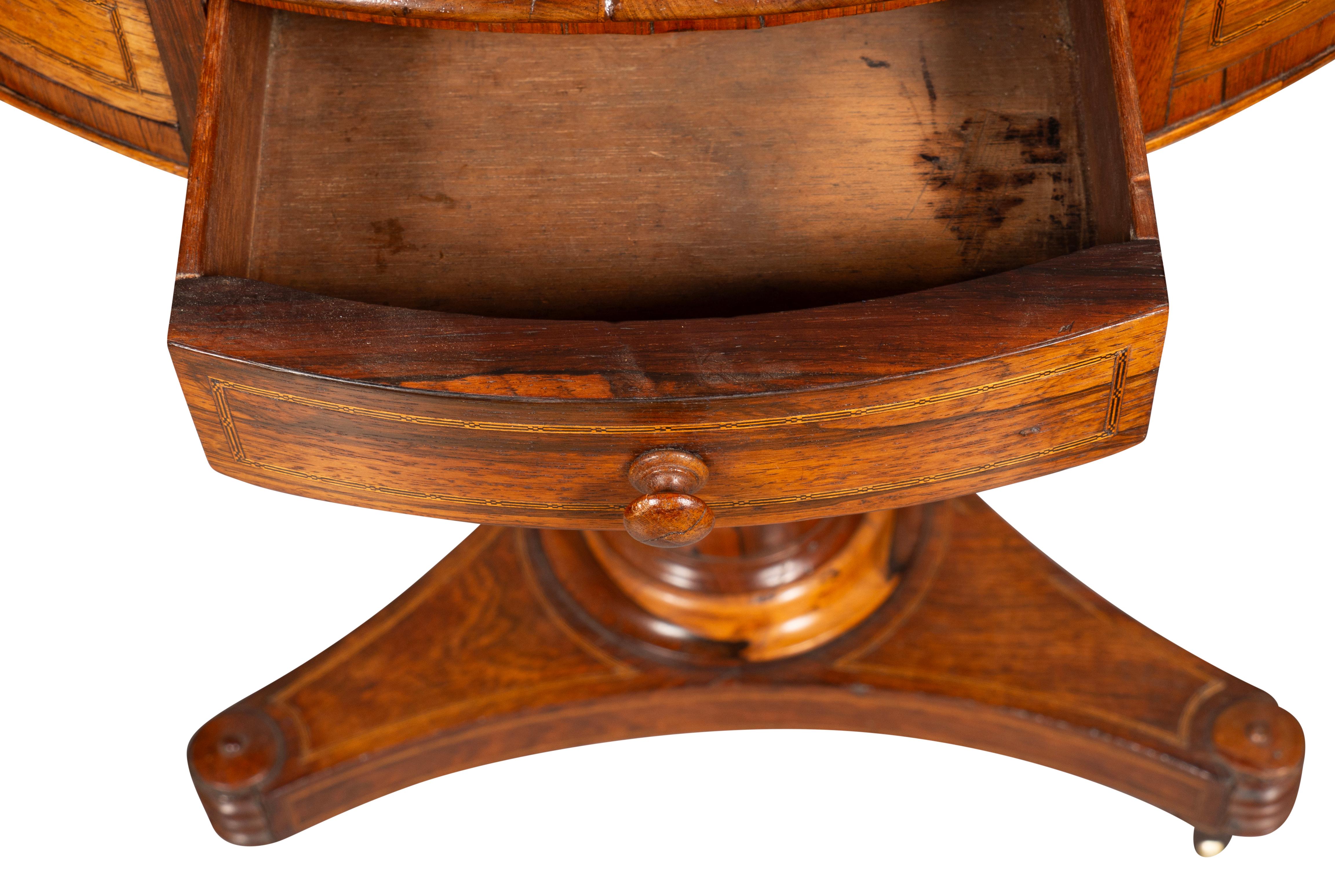 Regency Rosewood And Satinwood Inlaid Drum Table 5