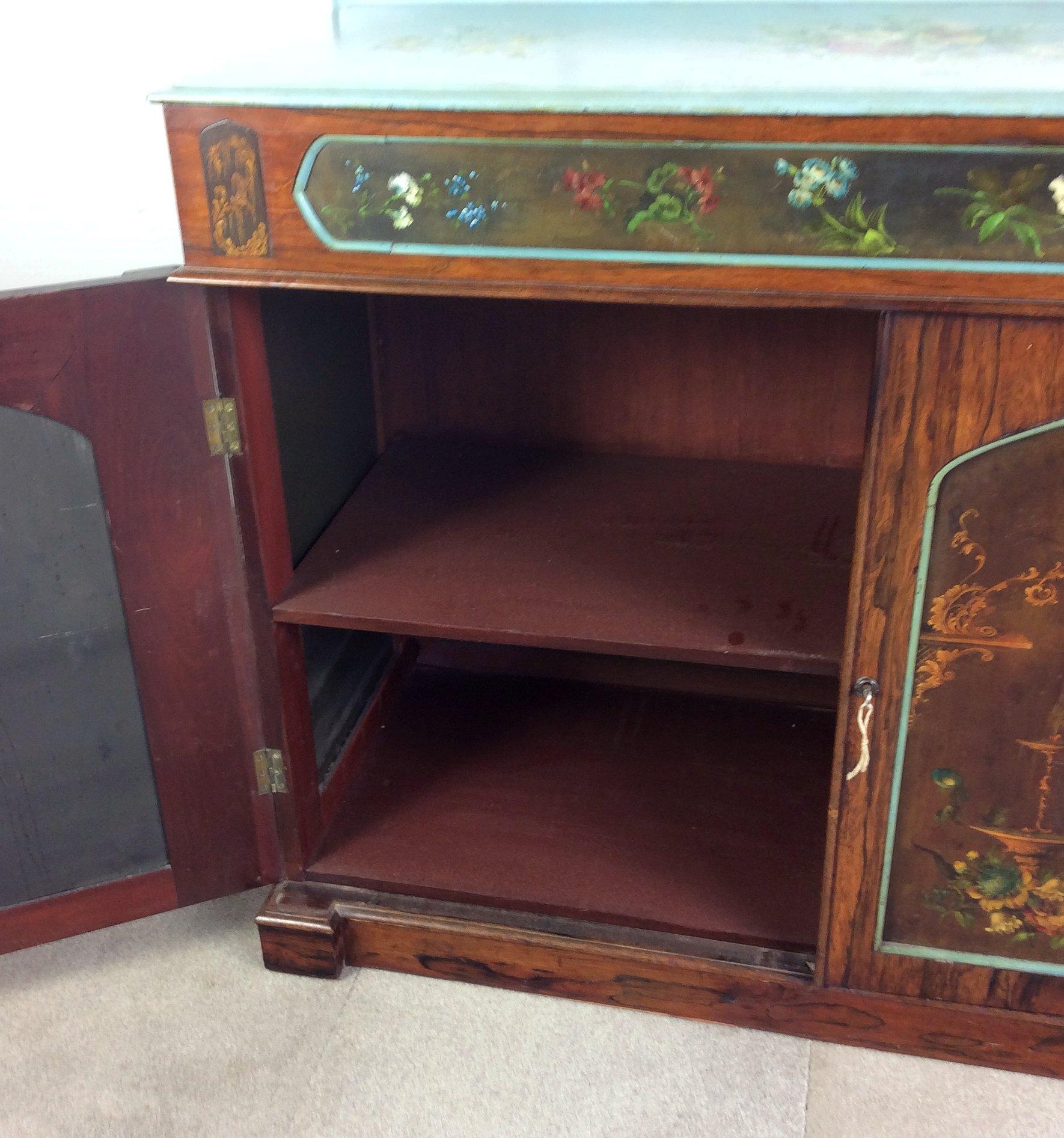 Regency Rosewood and Slate Paneled Side Cabinet For Sale 1