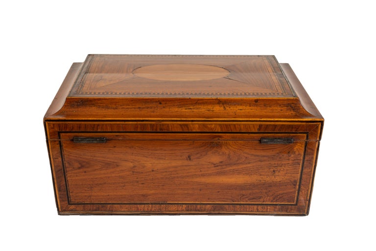 English Regency Rosewood and Tulipwood Jewelry Box For Sale