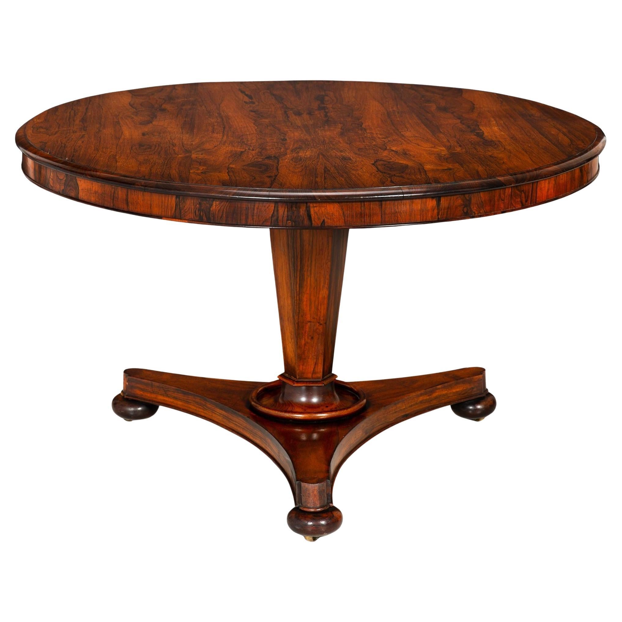 Regency Rosewood Antique Circular Center Table, English circa 1825