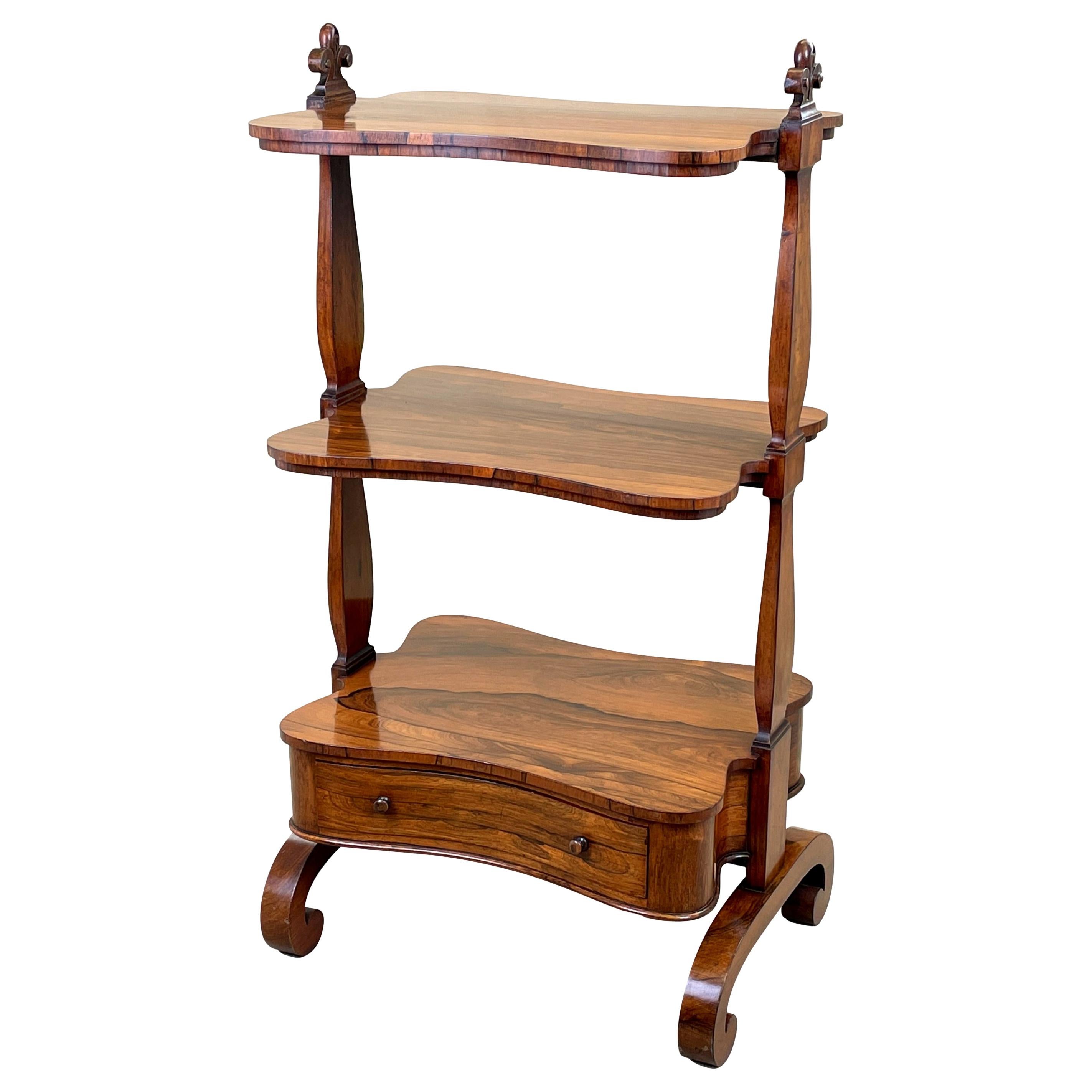 Regency Rosewood Antique English Whatnot For Sale
