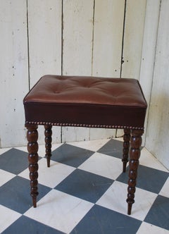 Regency Rosewood Bobbin Foot Stool with Leather Seat, circa 1830