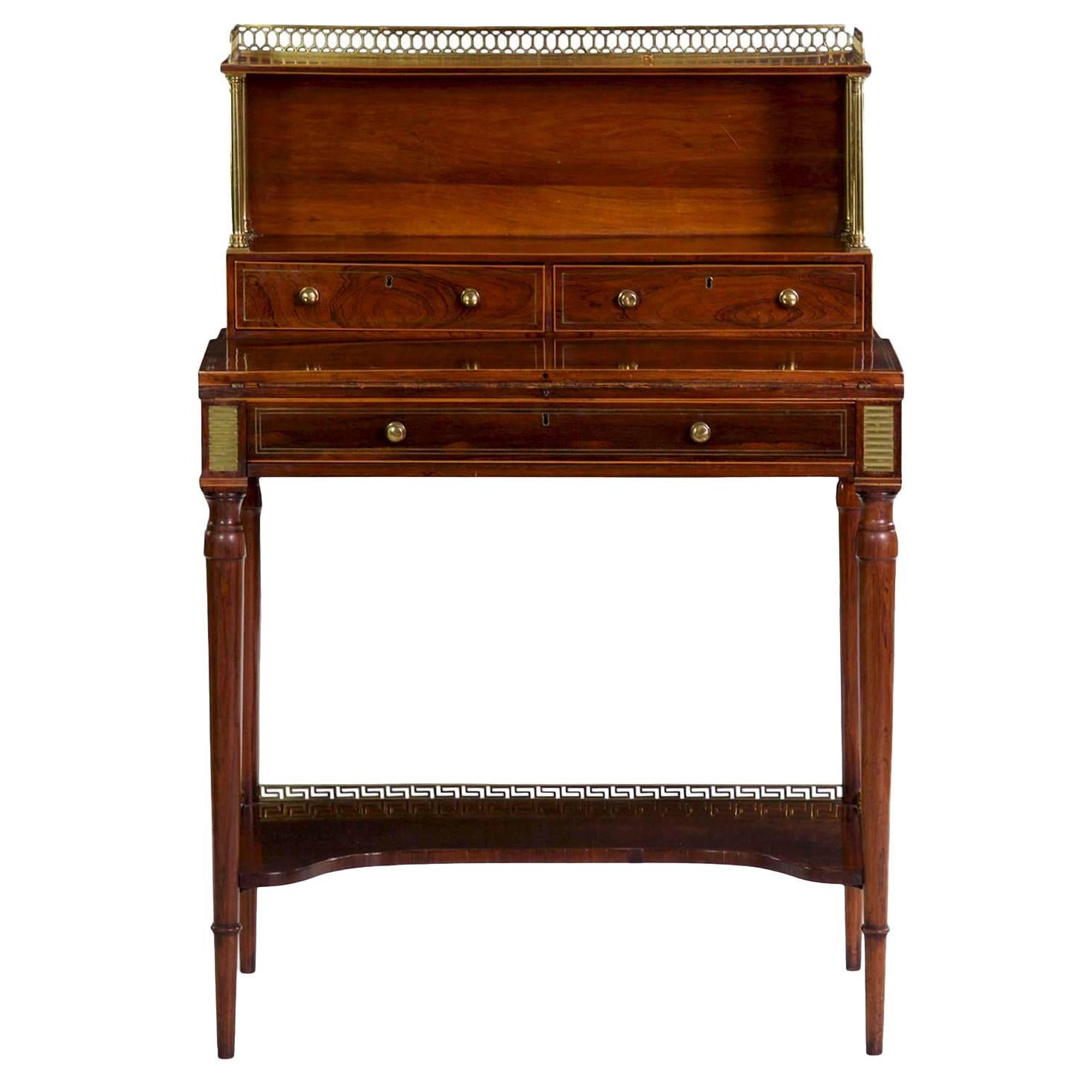 Regency Rosewood Bonheur du Jour Antique Writing Desk, English circa 1820