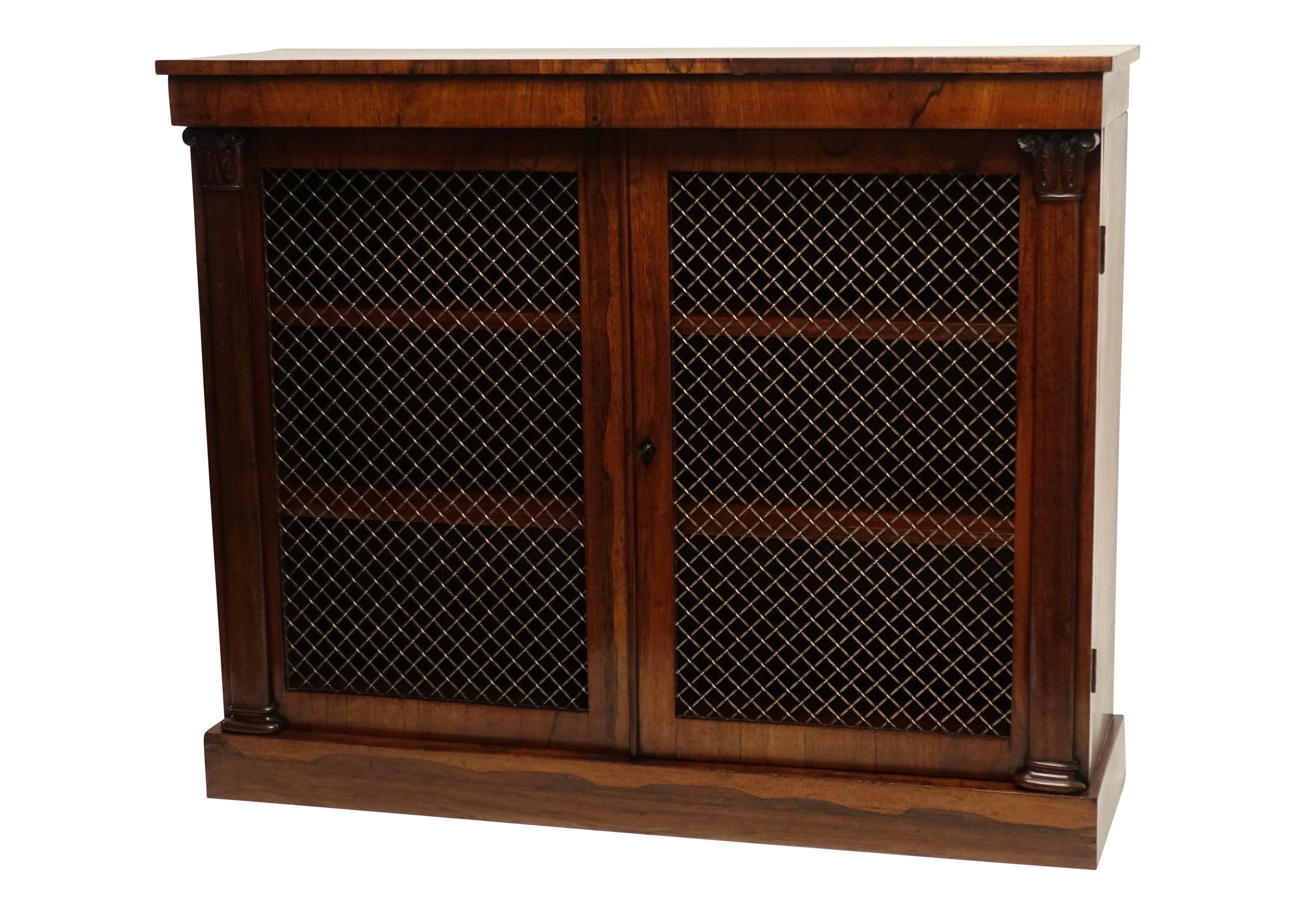 Regency Rosewood Bookcase Cabinet, English 19th Century In Good Condition In San Francisco, CA