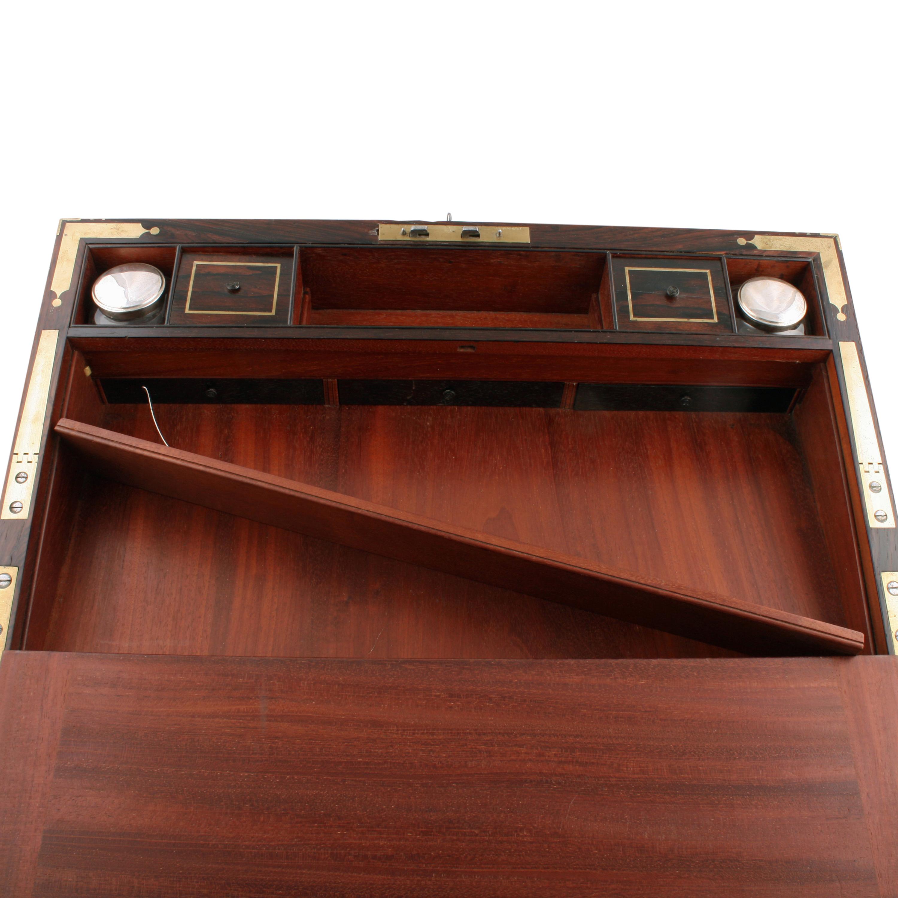 Fine 19th Century Regency Rosewood Brass Bound Box Desk For Sale 5