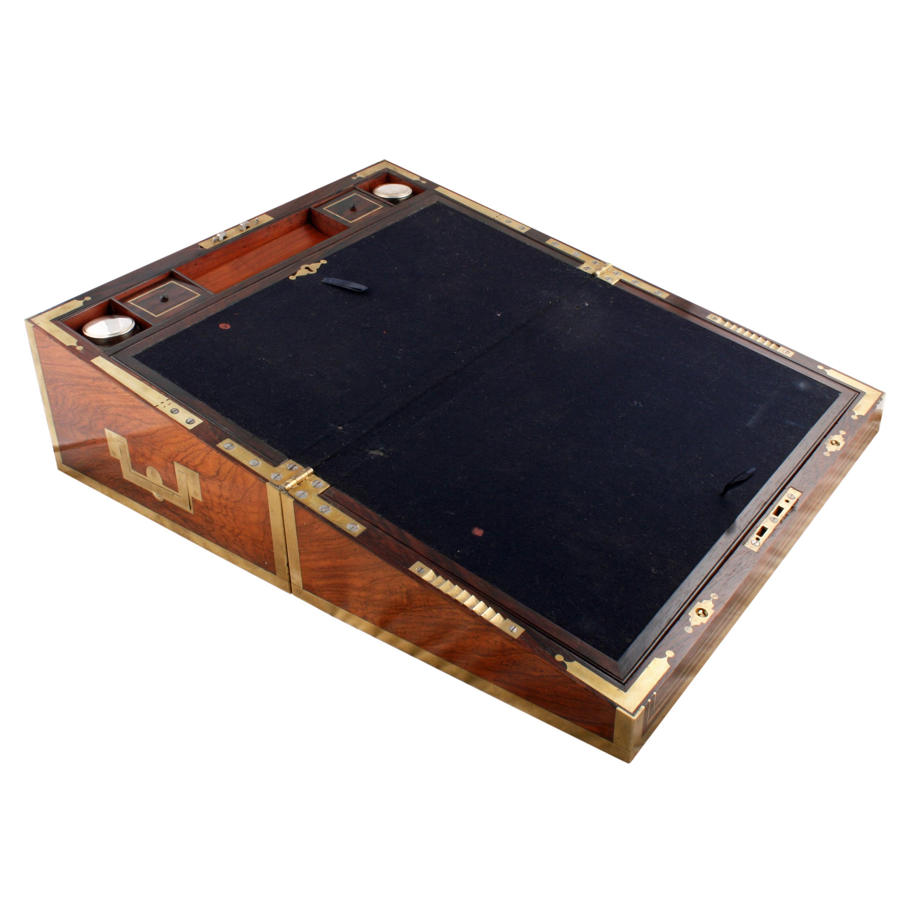 Fine 19th Century Regency Rosewood Brass Bound Box Desk In Good Condition For Sale In Newcastle Upon Tyne, GB