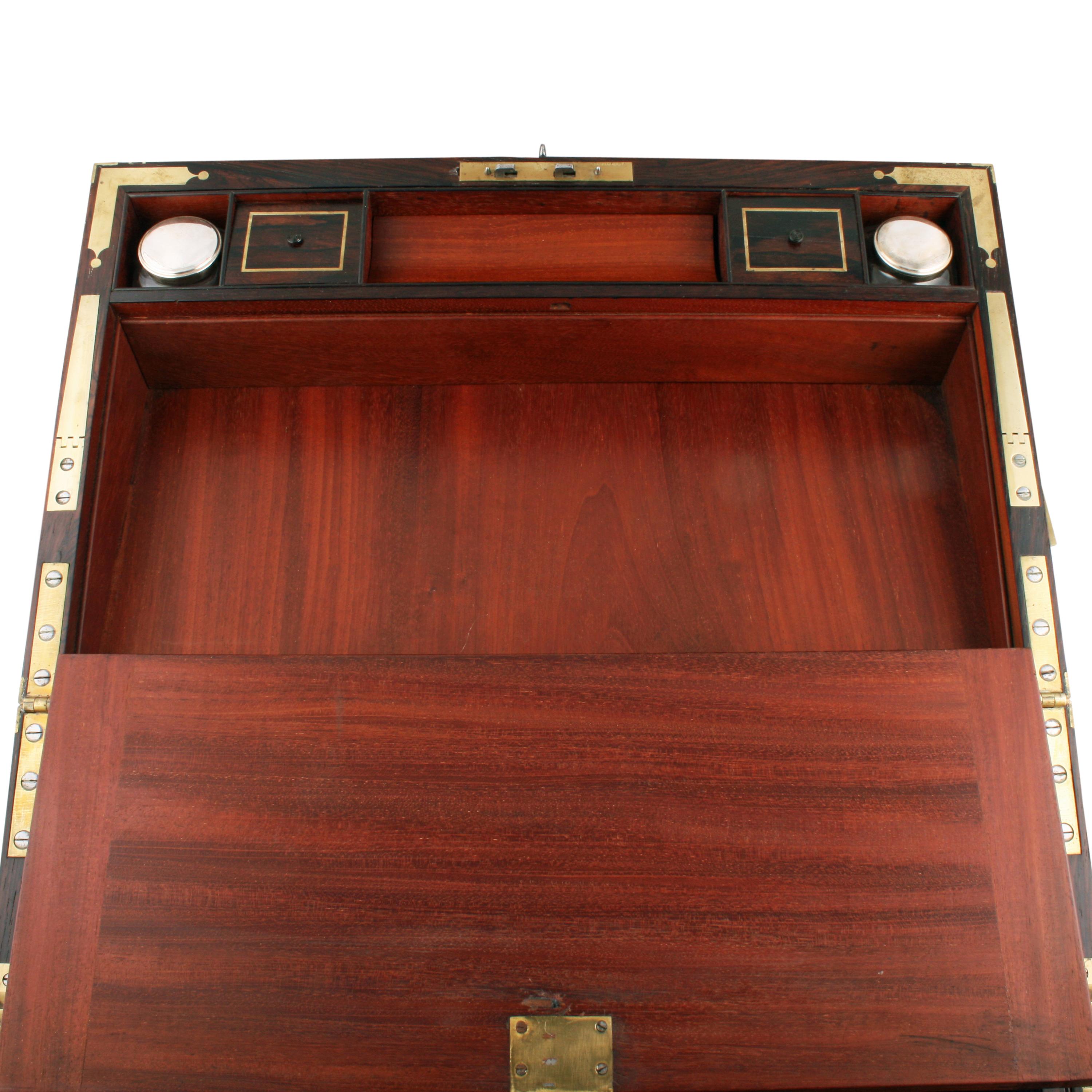 Fine 19th Century Regency Rosewood Brass Bound Box Desk For Sale 2