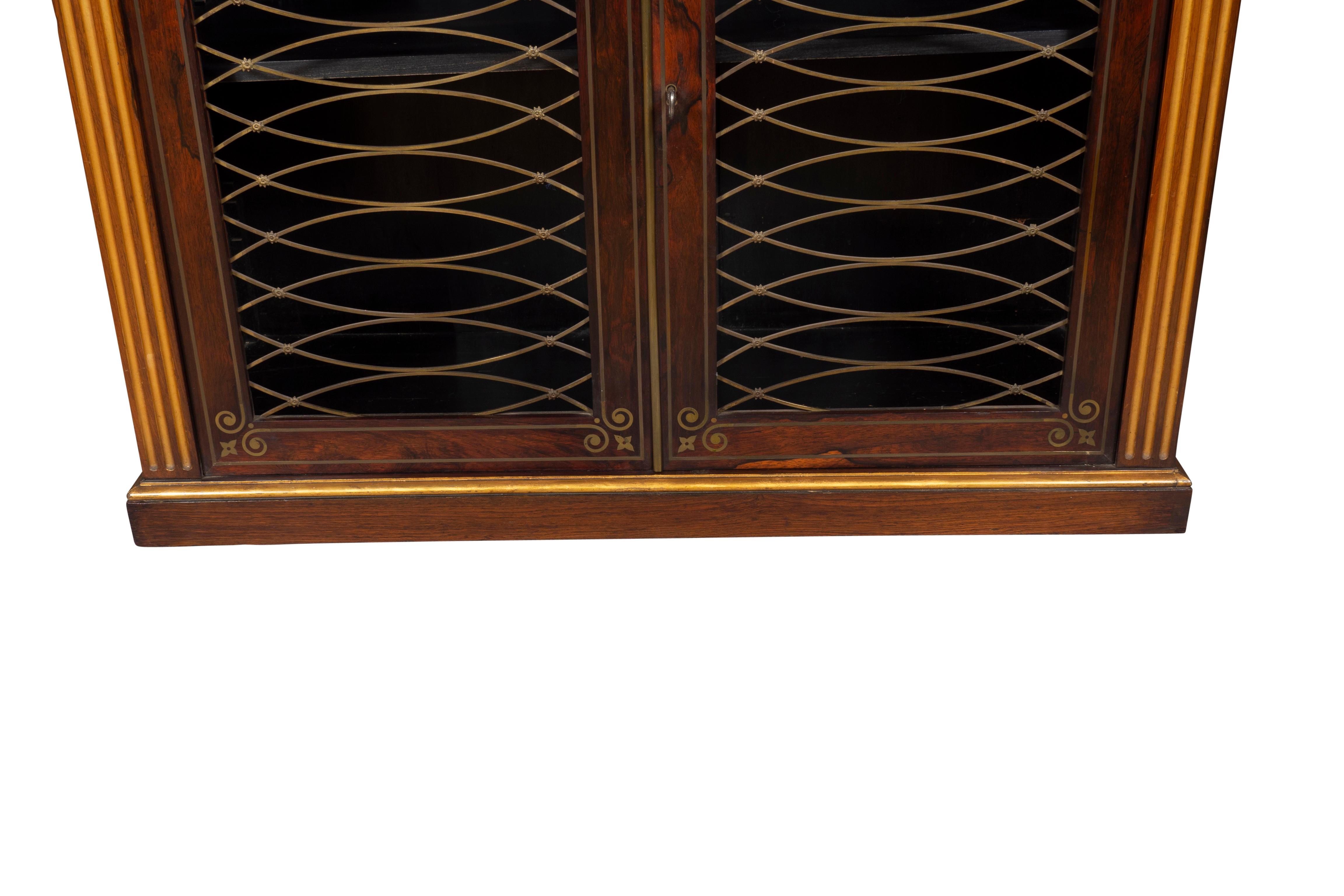 Regency Rosewood Brass Inlaid and Gilded Credenza For Sale 13