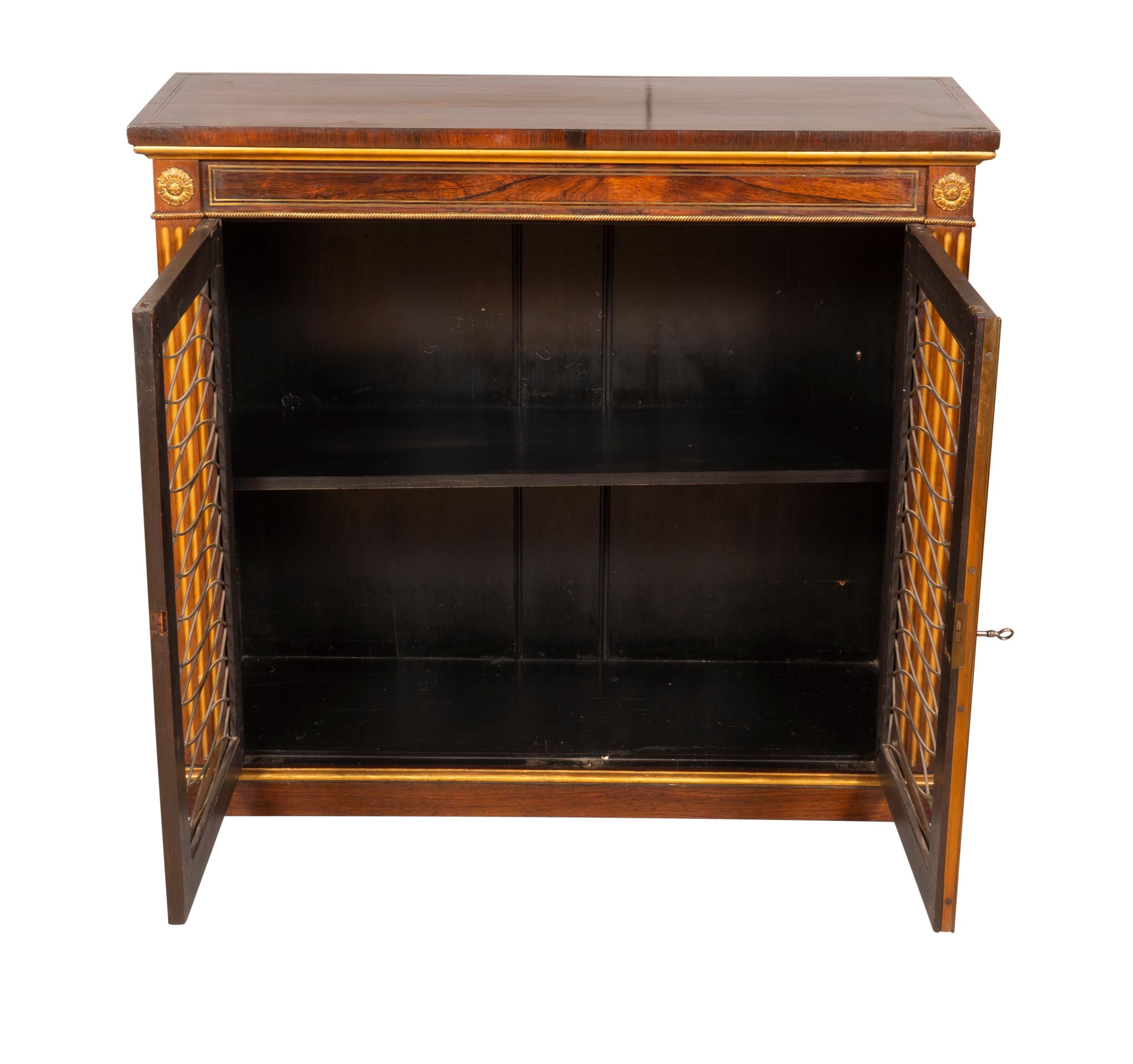 Early 19th Century Regency Rosewood Brass Inlaid and Gilded Credenza For Sale