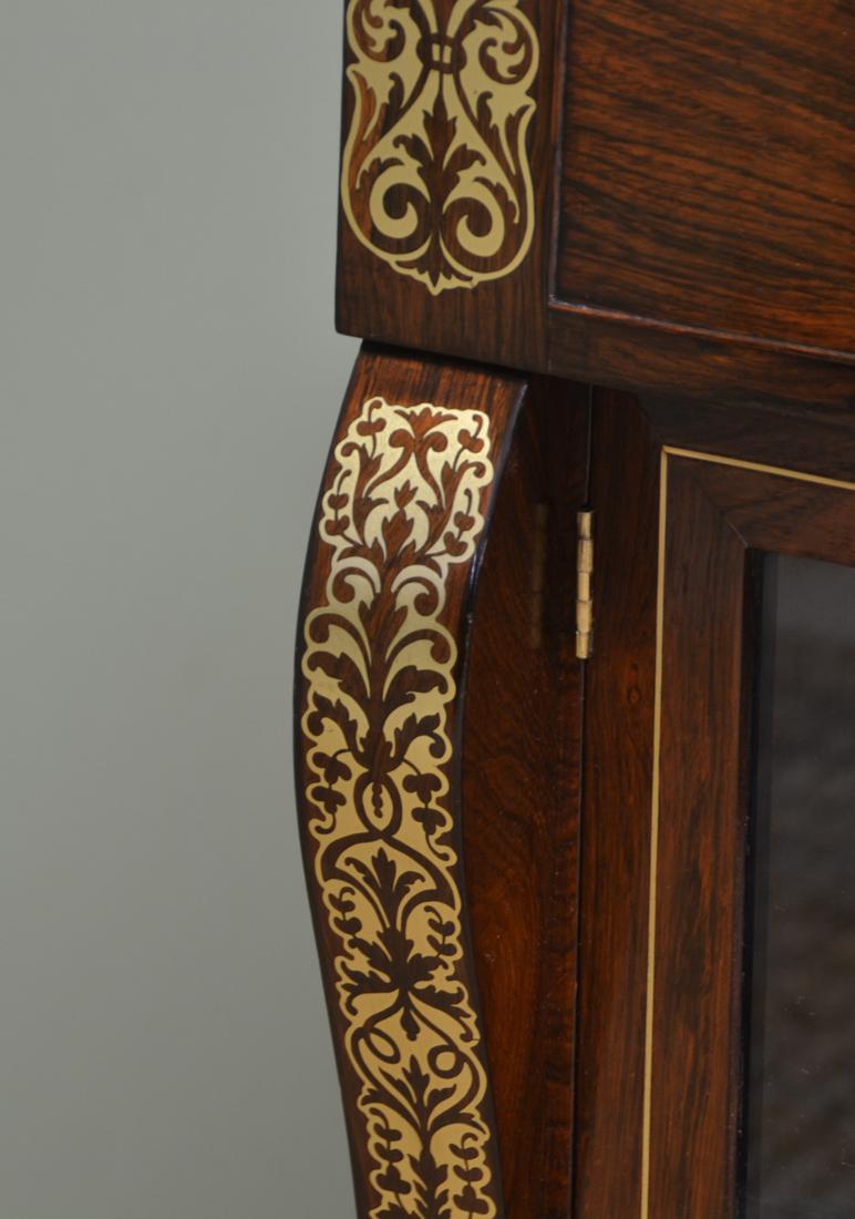 European Regency Rosewood Brass Inlaid Antique Secretaire Cabinet For Sale