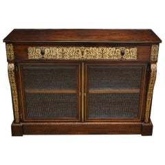 Regency Rosewood Brass Inlaid Antique Secretaire Cabinet