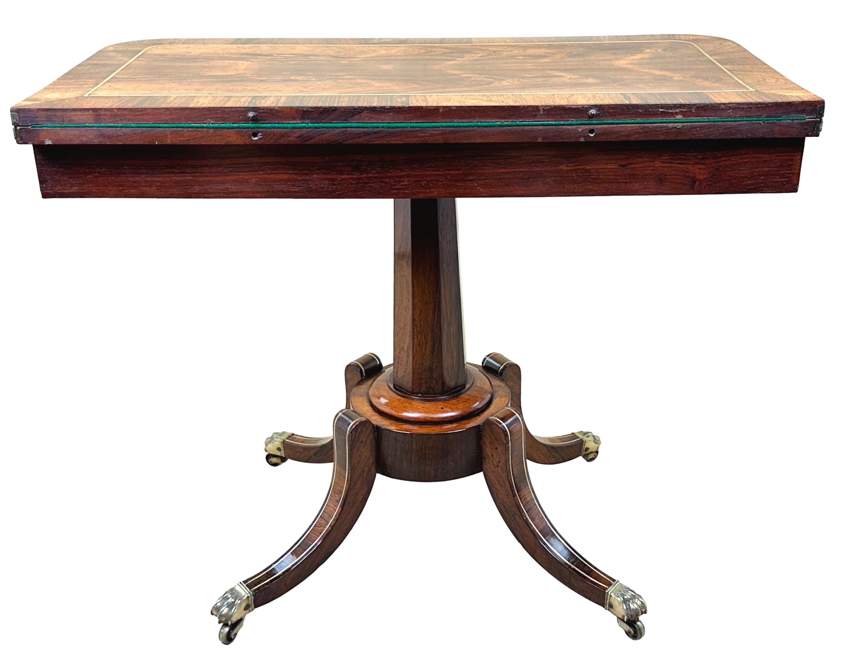 Regency Rosewood Brass Inlaid Card Table 6
