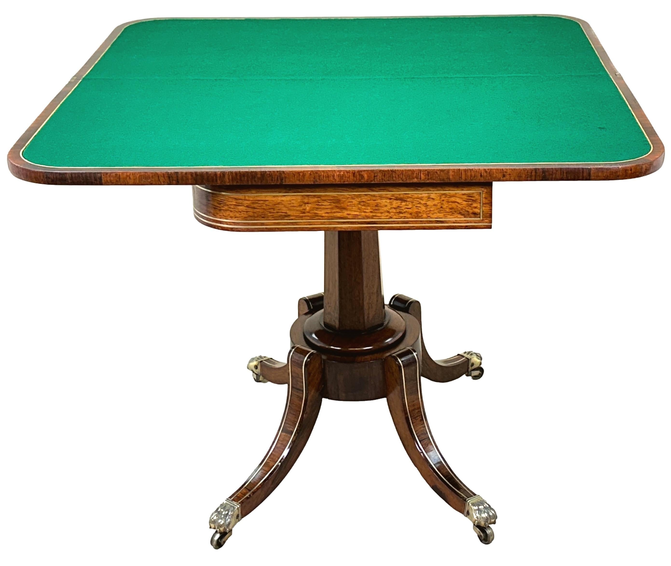 Regency Rosewood Brass Inlaid Card Table 2