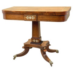 Regency Rosewood Brass Inlaid Card Table