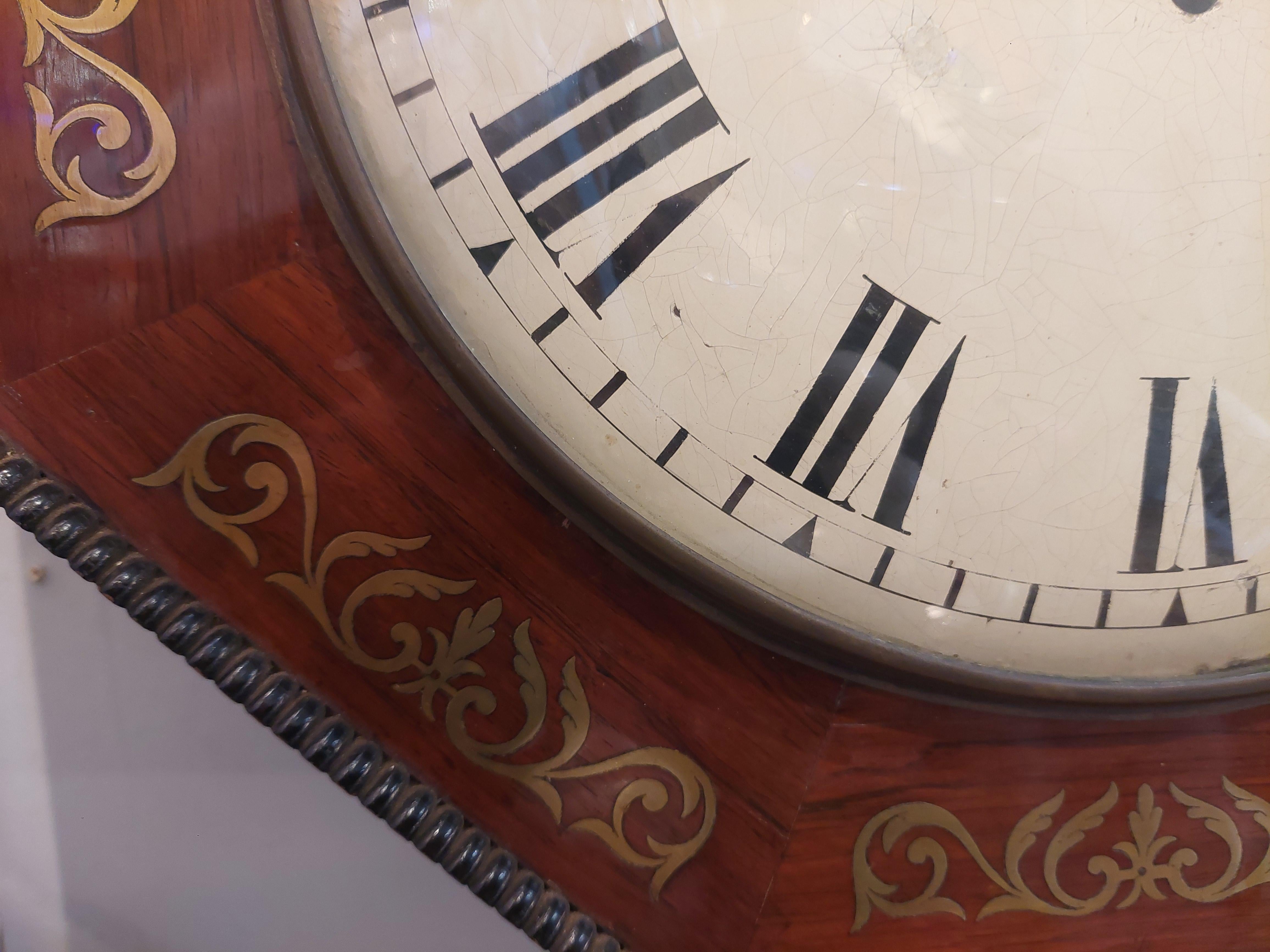 Regency Rosewood Brass Inlaid Wall Clock 3