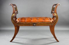 Regency Rosewood Brass Inlaid Window Seat