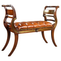 Regency Rosewood Brass Inlaid Window Seat