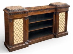 Regency Rosewood Breakfront or Buffet w/ Marble. Great Color And Patination