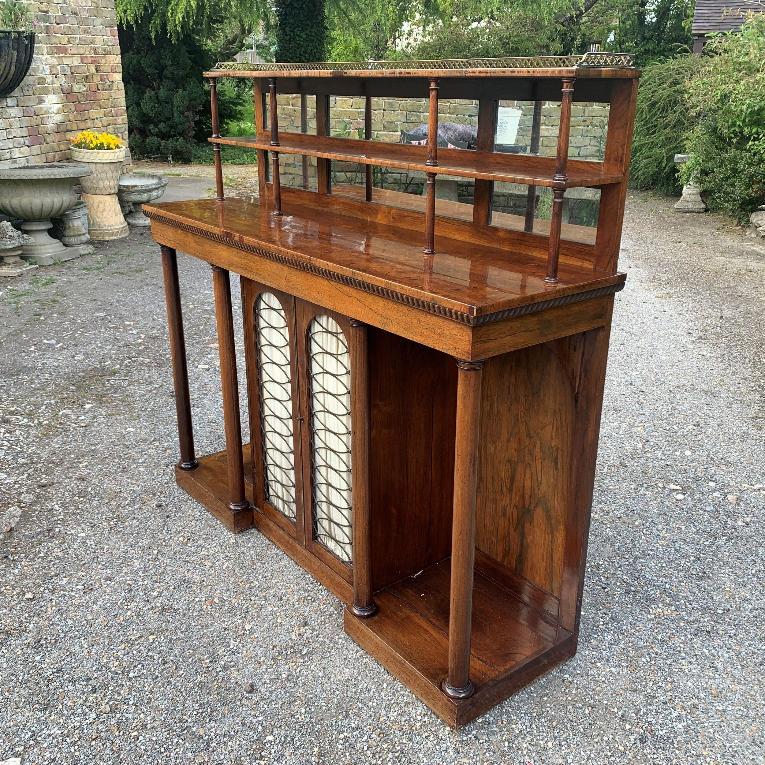 Regency Rosewood Breakfront Side Cabinet / Chiffonier In Distressed Condition For Sale In Folkestone, GB