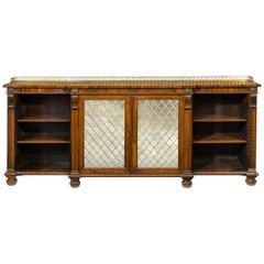 Antique Regency Rosewood Breakfront Side Cabinet/Open Bookcase