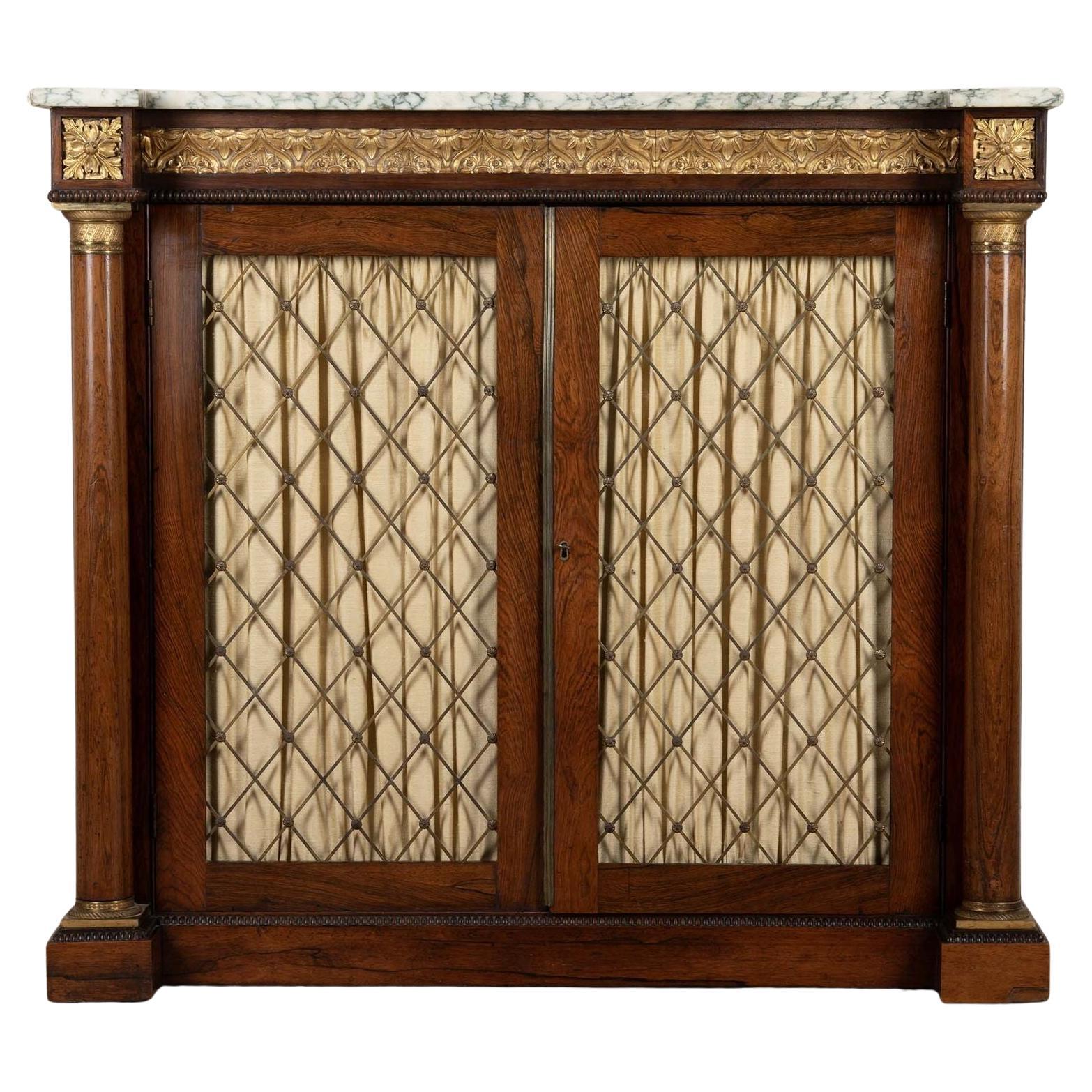 Armadietto Regency in legno di palissandro e bronzo