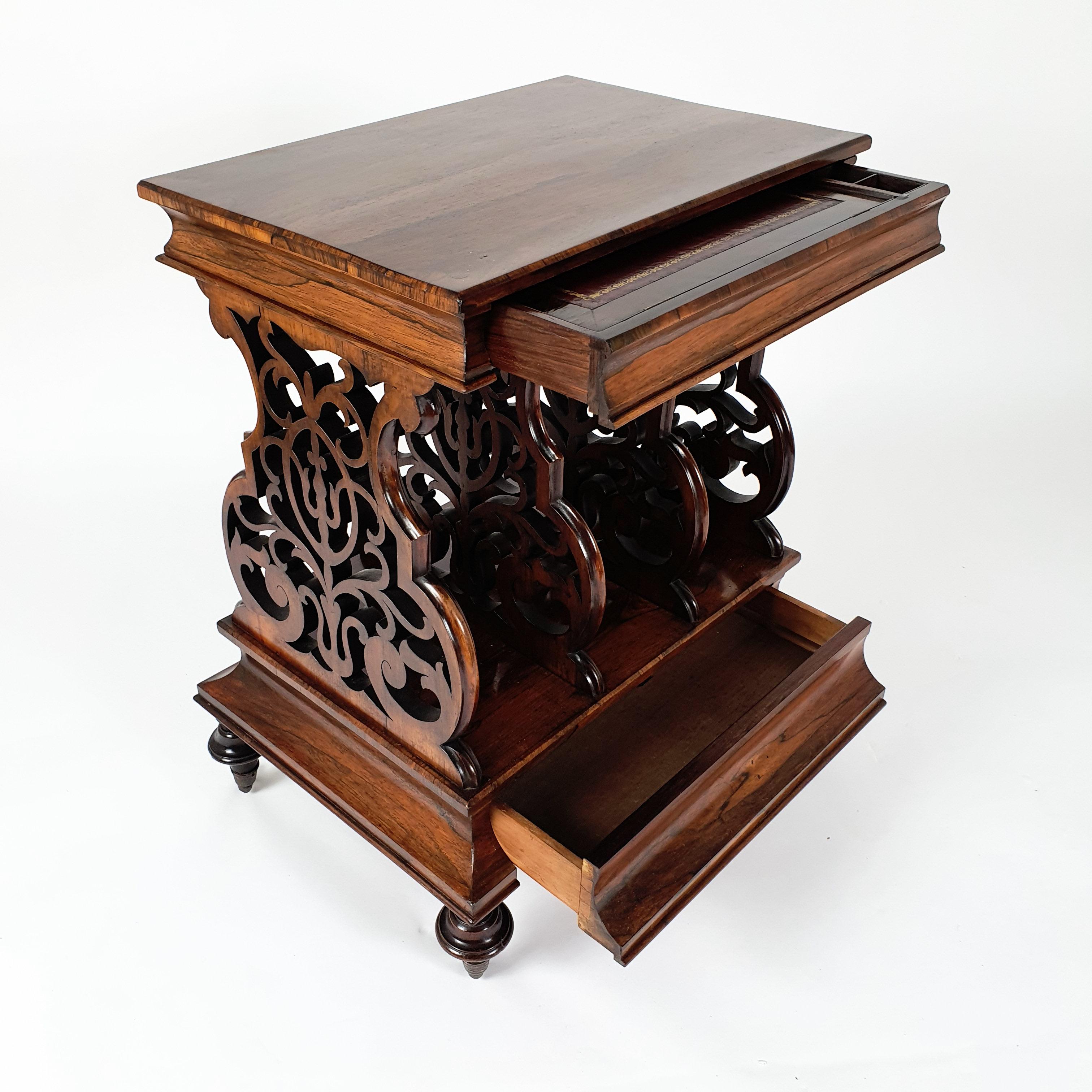 Carved Regency Rosewood Canterbury Attributed to Gillows For Sale