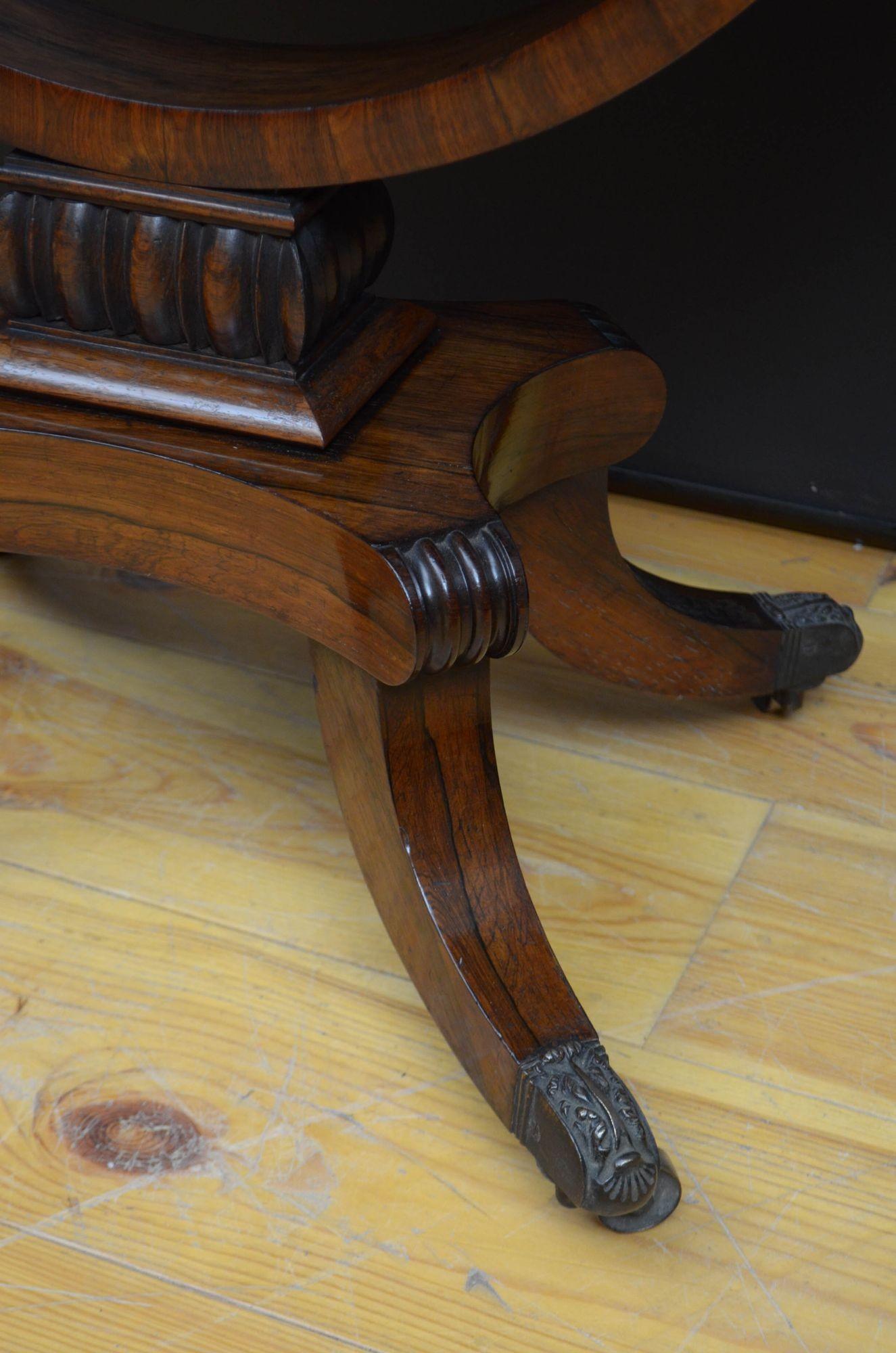 Regency Rosewood Card Table Console Table For Sale 7