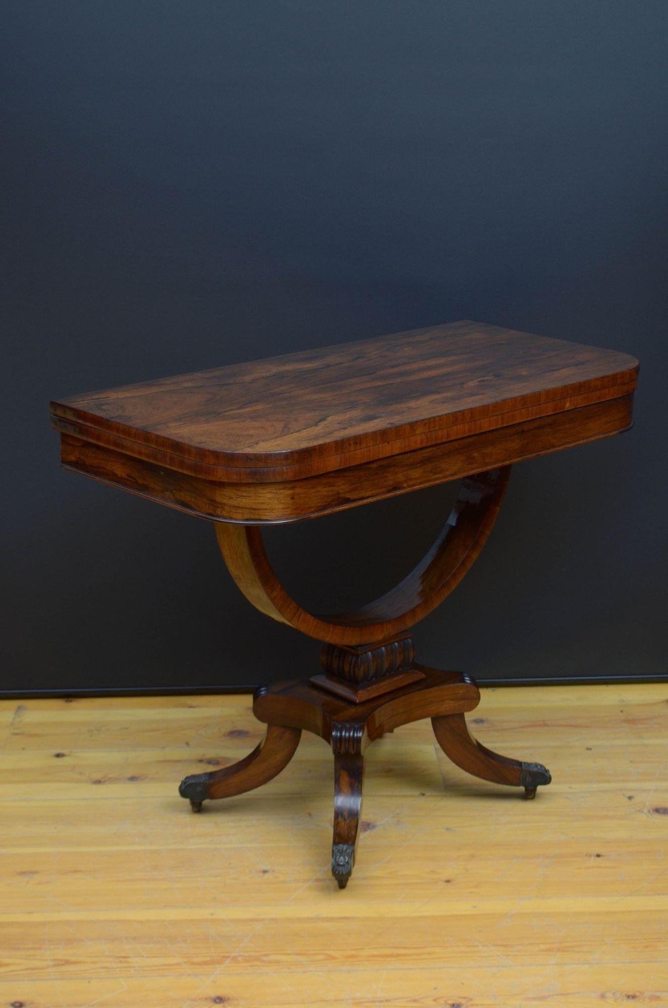 English Regency Rosewood Card Table Console Table For Sale