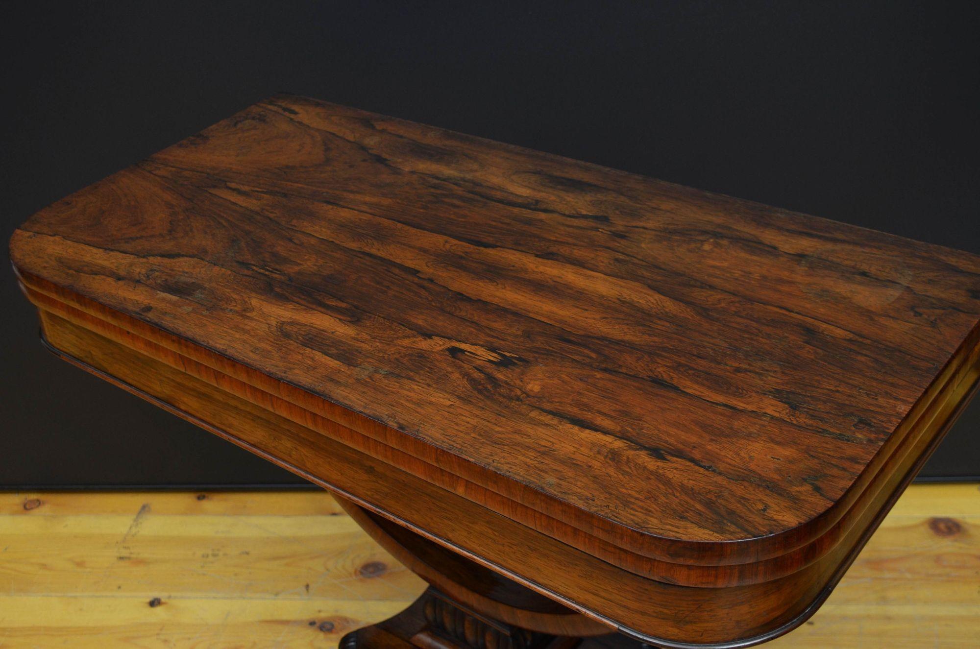 19th Century Regency Rosewood Card Table Console Table For Sale