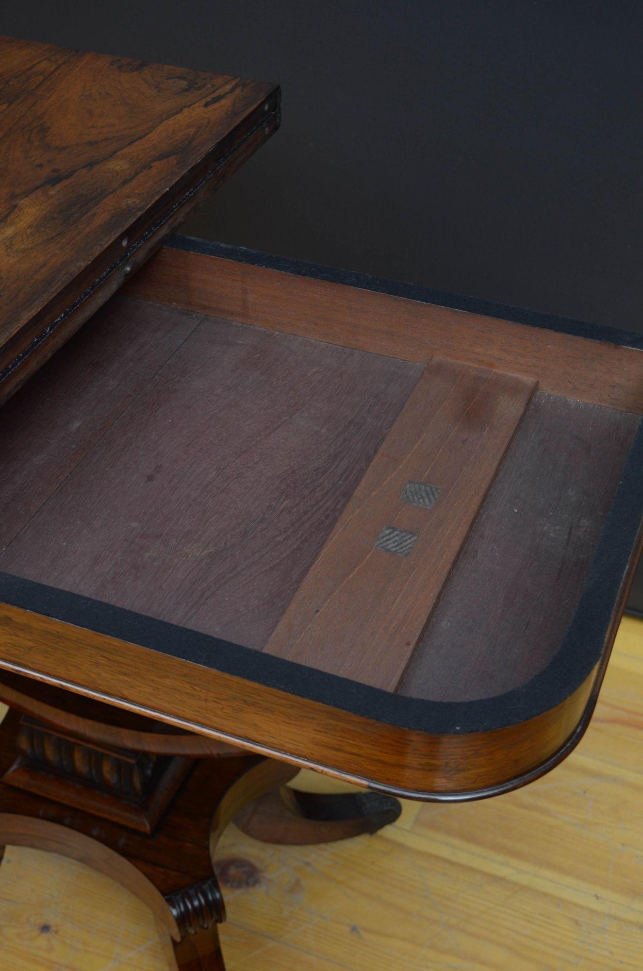 Regency Rosewood Card Table Console Table en vente 2
