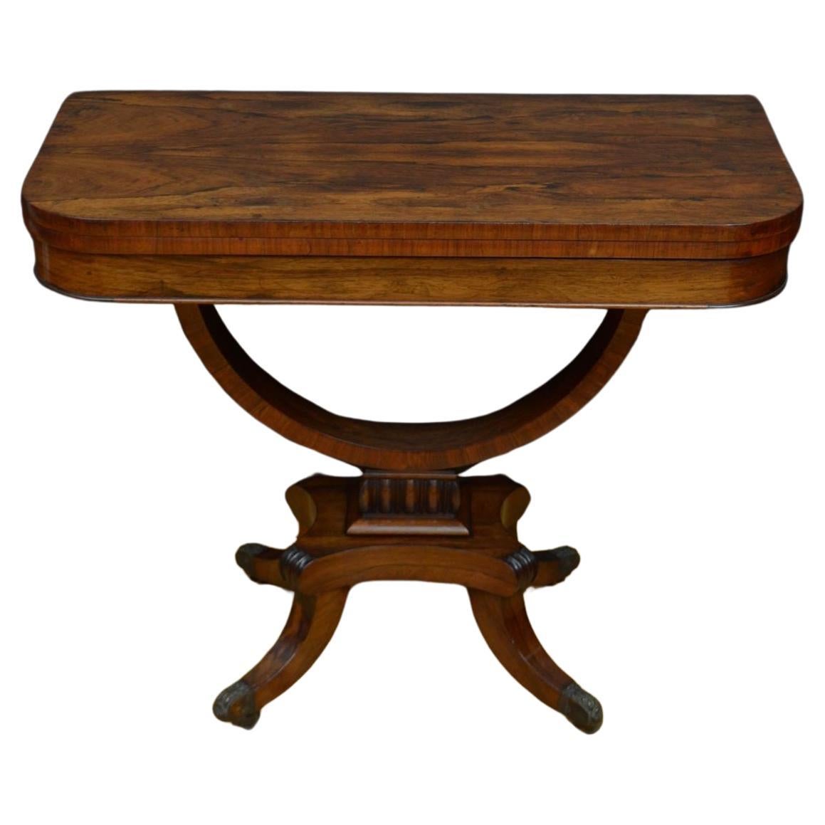 Regency Rosewood Card Table Console Table For Sale
