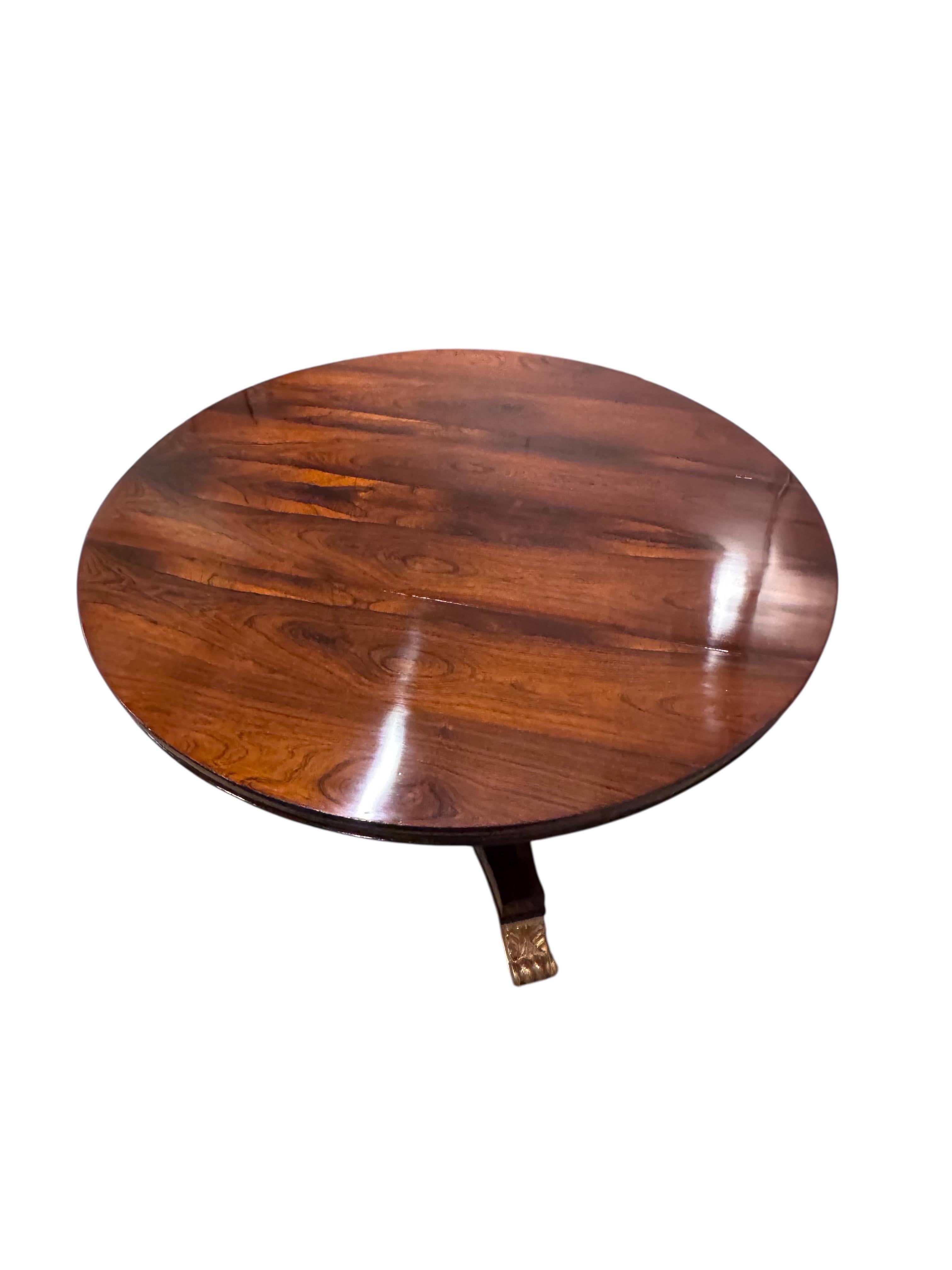 Regency Rosewood Carved & gilded Tilt Top Table For Sale 5