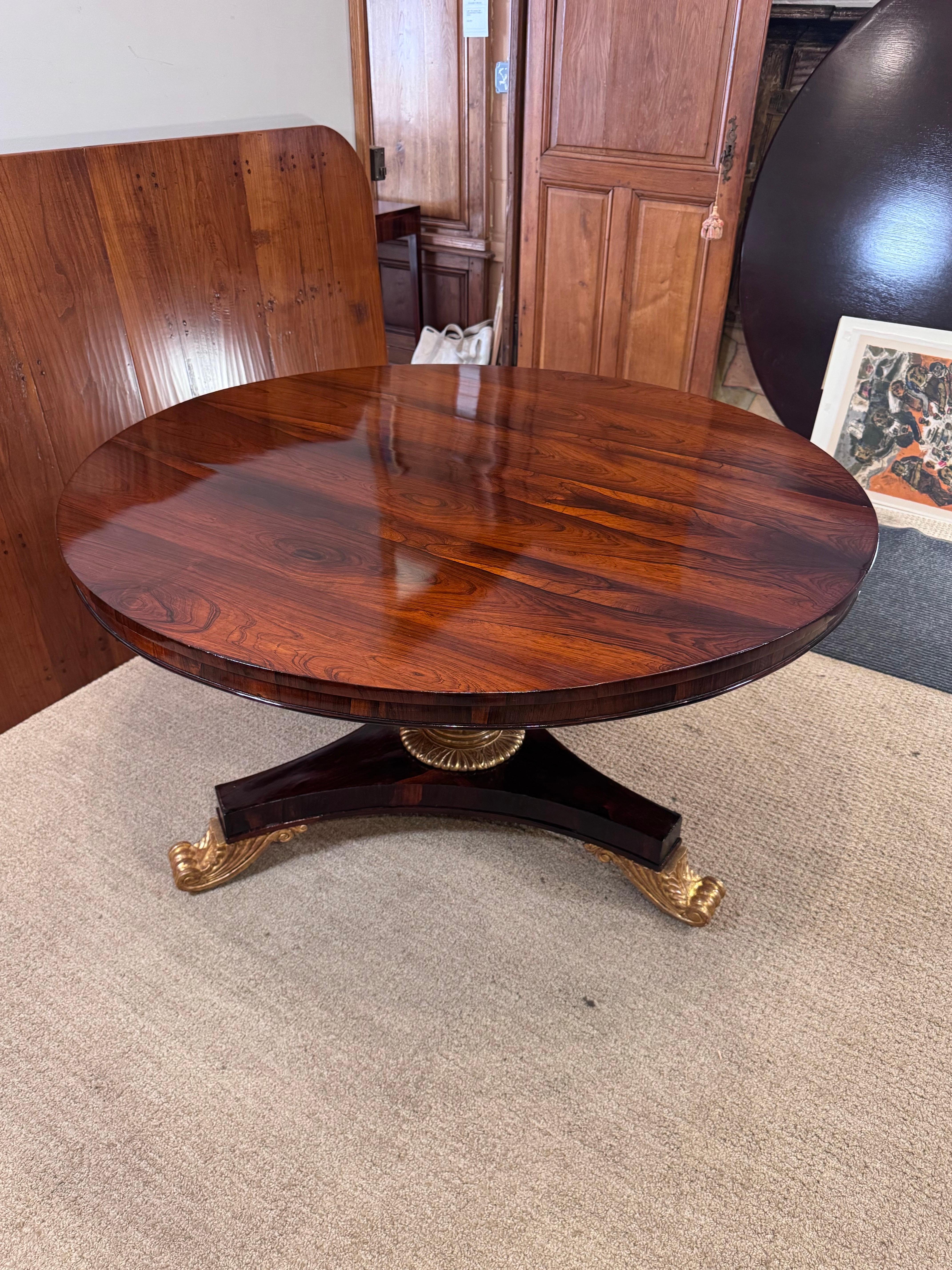 Regency Rosewood Carved & gilded Tilt Top Table For Sale 6