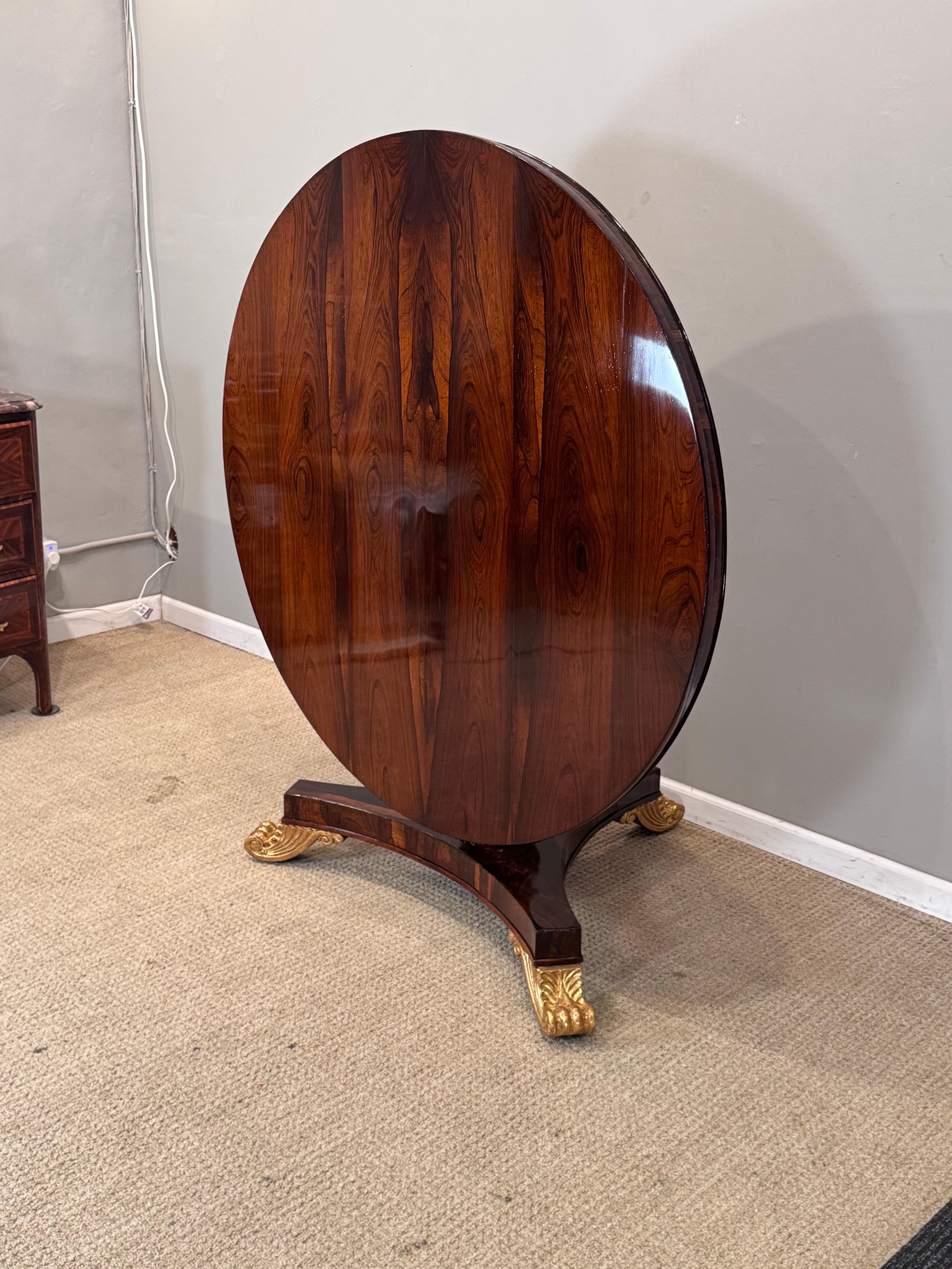 Regency Rosewood Carved & gilded Tilt Top Table For Sale 9