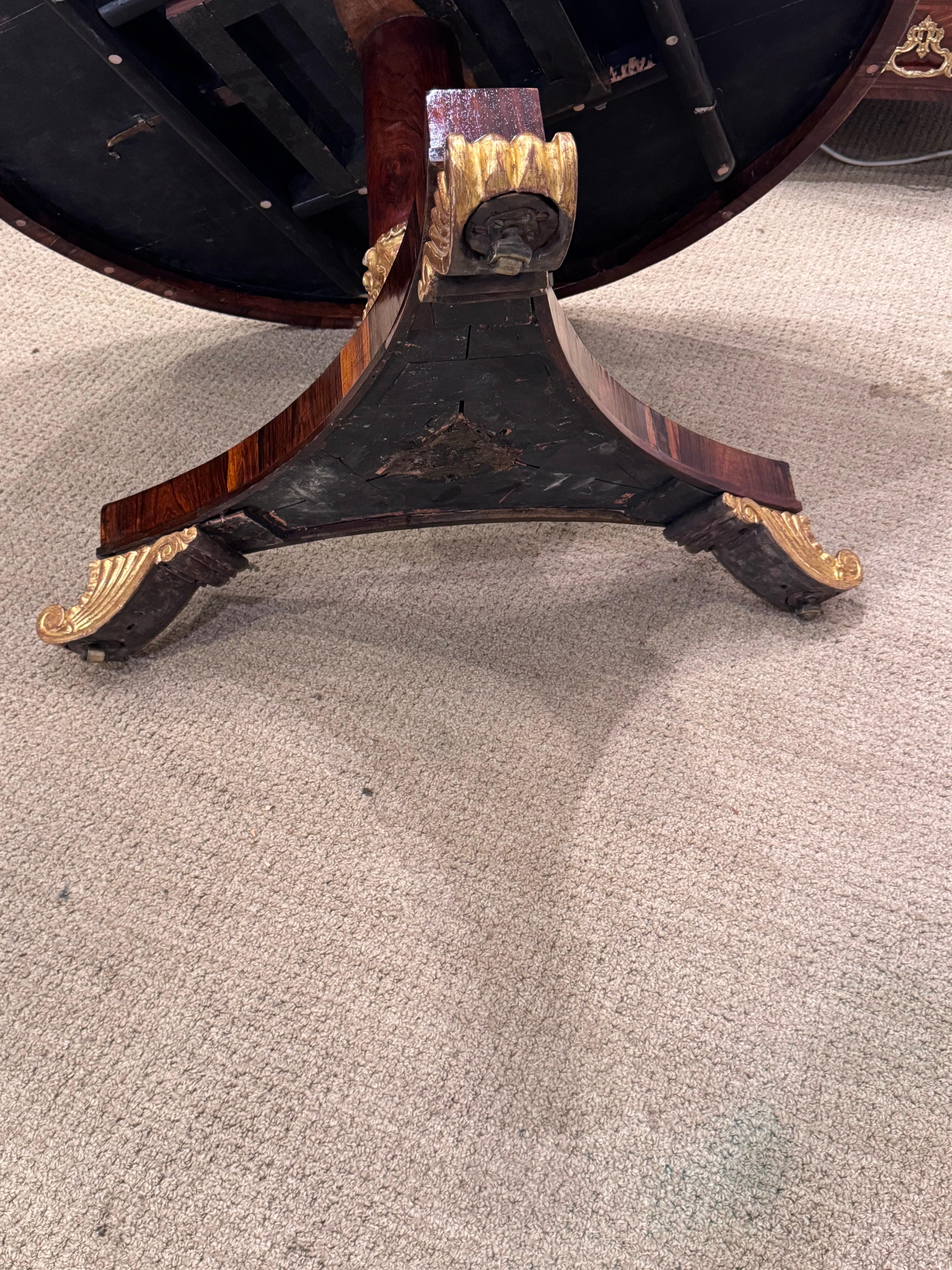 Regency Rosewood Carved & gilded Tilt Top Table For Sale 13