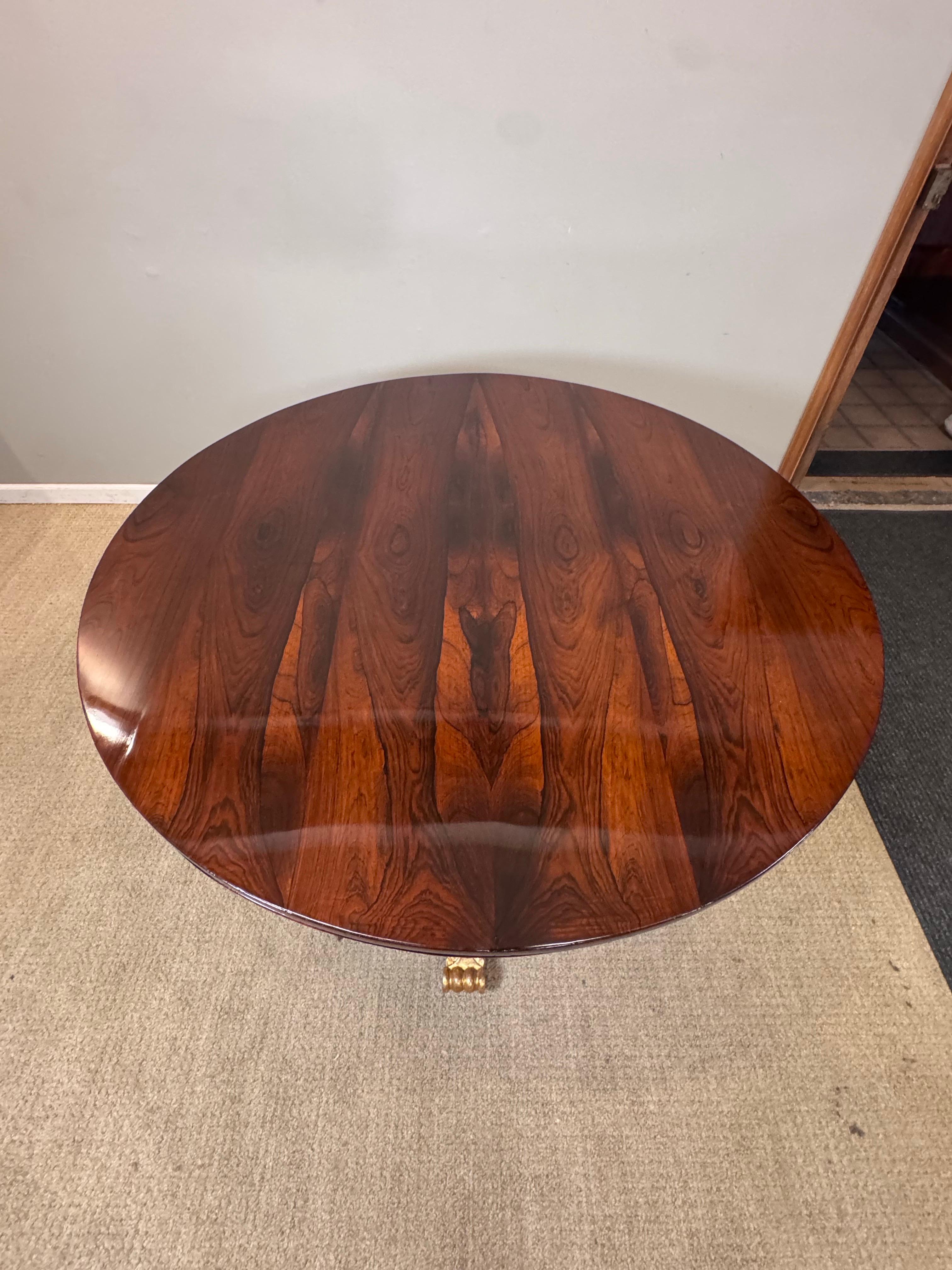 Regency Rosewood Carved & gilded Tilt Top Table For Sale 17