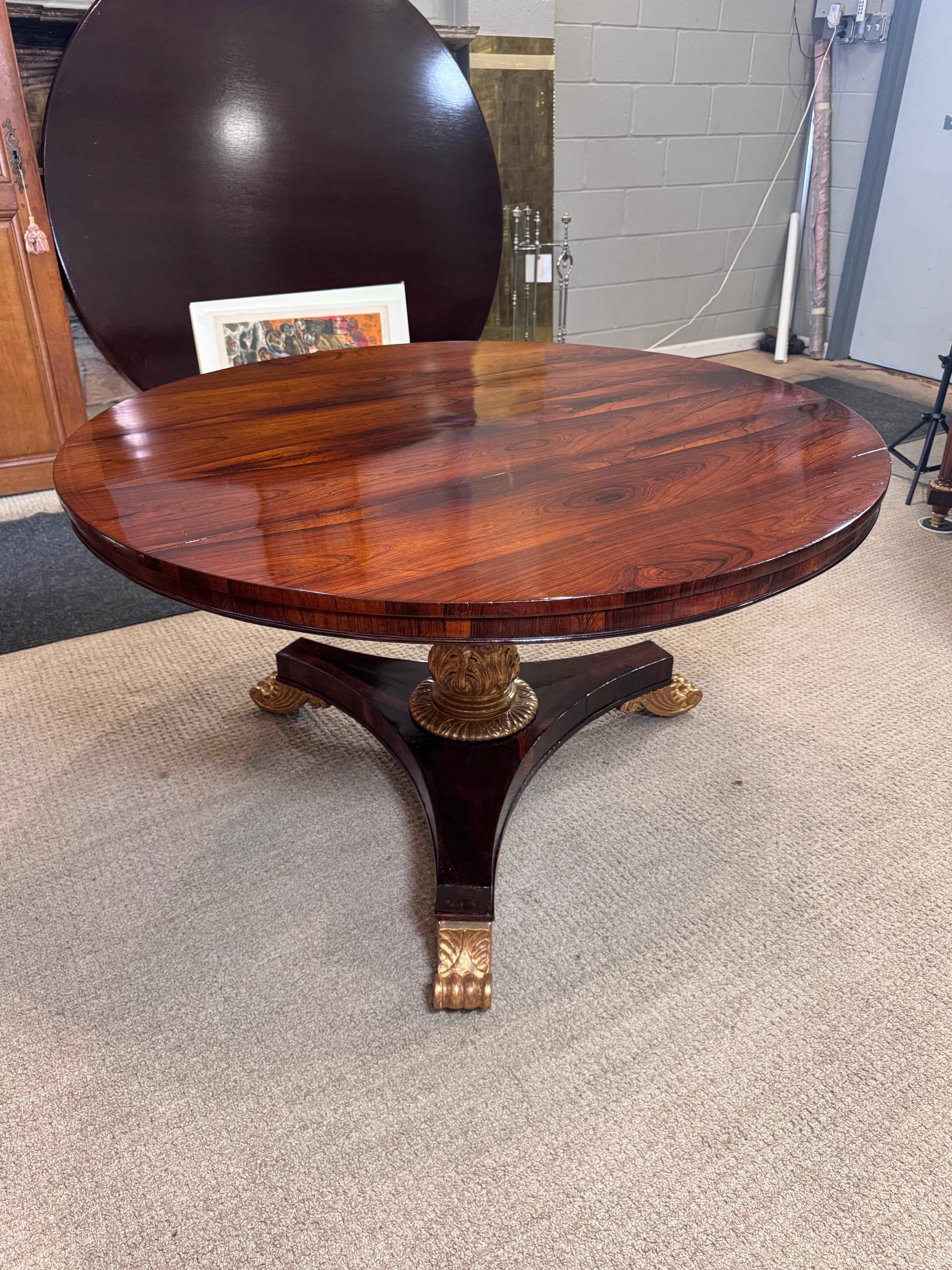 Regency Rosewood Carved & gilded Tilt Top Table For Sale 19