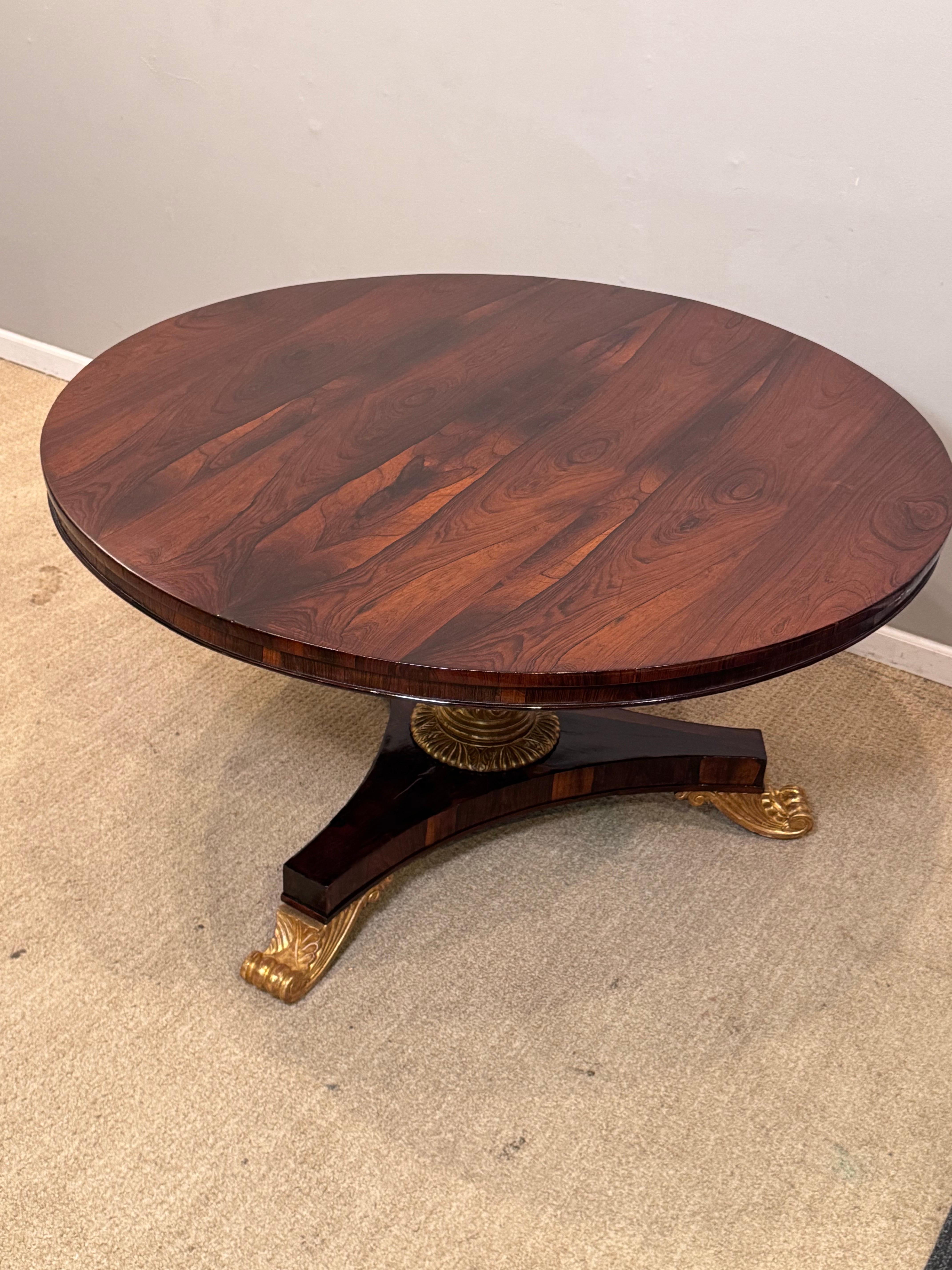 19th Century Regency Rosewood Carved & gilded Tilt Top Table For Sale