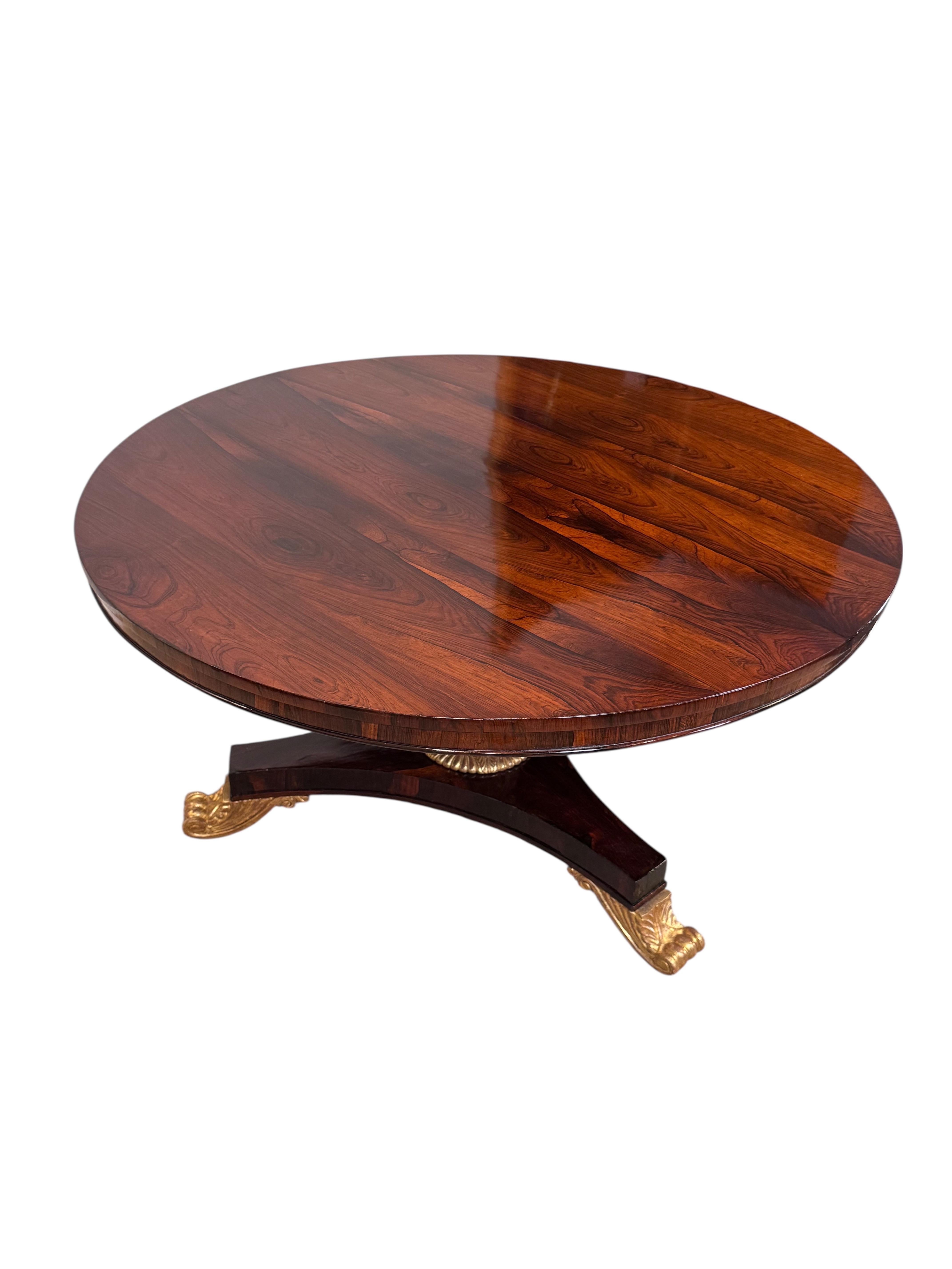 Regency Rosewood Carved & gilded Tilt Top Table For Sale 1